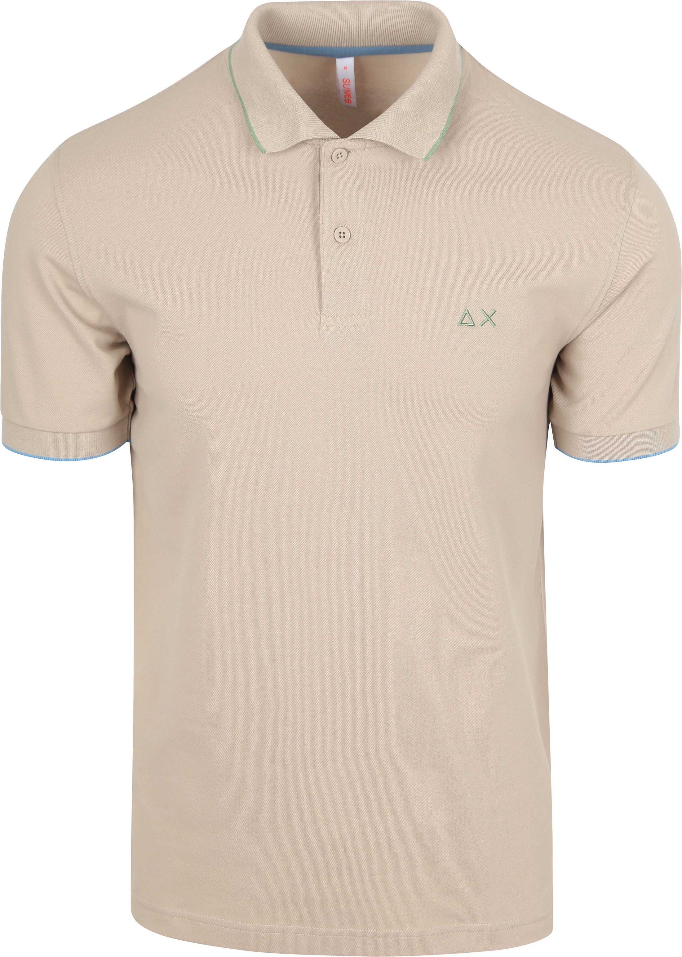Sun68 poloshirt med fin stribe krave i greige A35110-98
