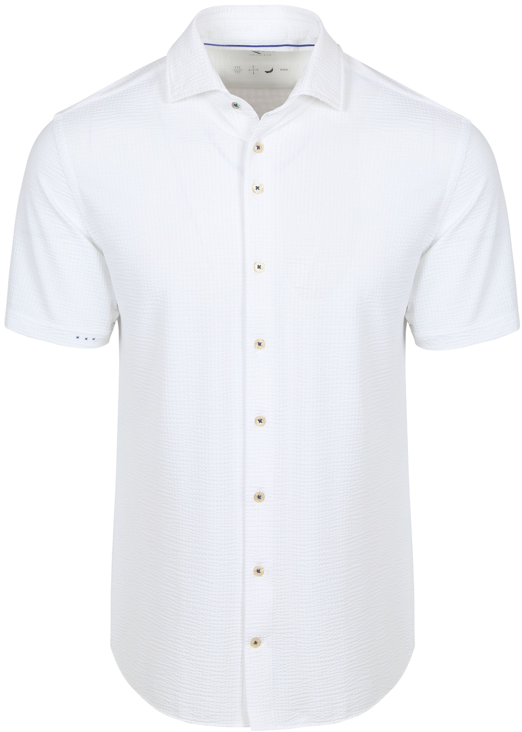 R2 Chemise Seersucker Manches Courtes Blanche 132.WSPSS.031-004 commander en ligne | Suitable