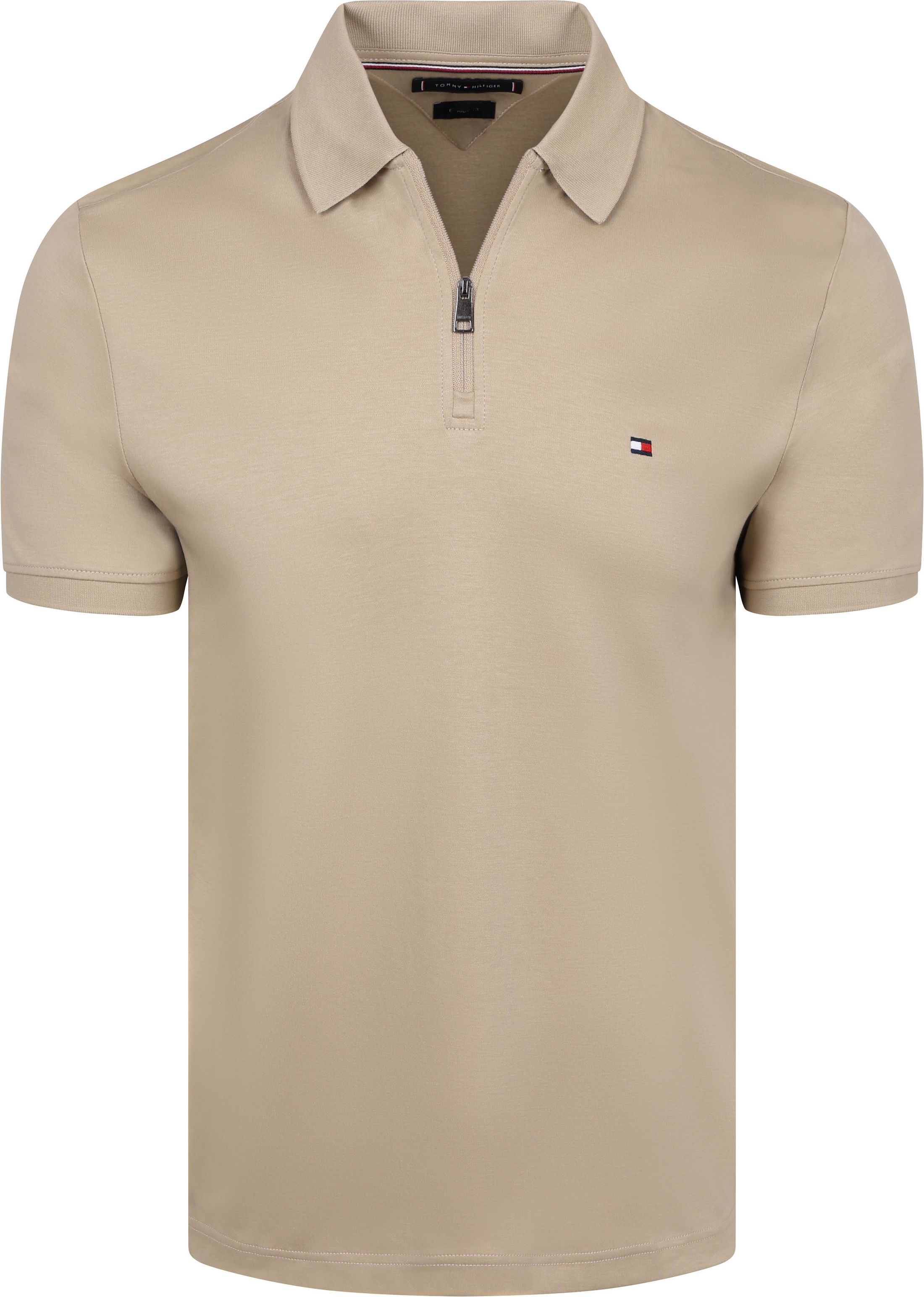 Tommy Hilfiger Half-Zip Polo Interlock Beige kopen | Suitable