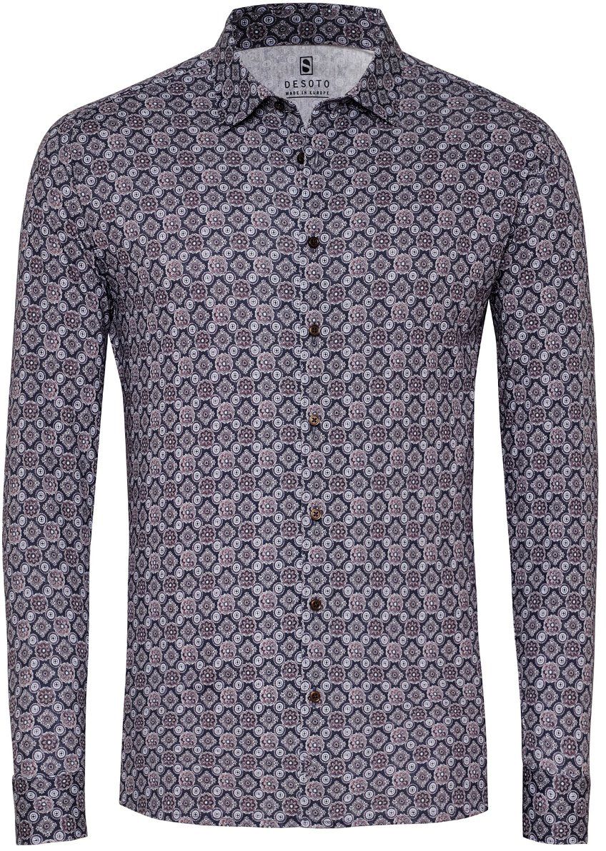 Desoto Skjorte Tidløs Elegance Print Mørkeblå 77228-3-584