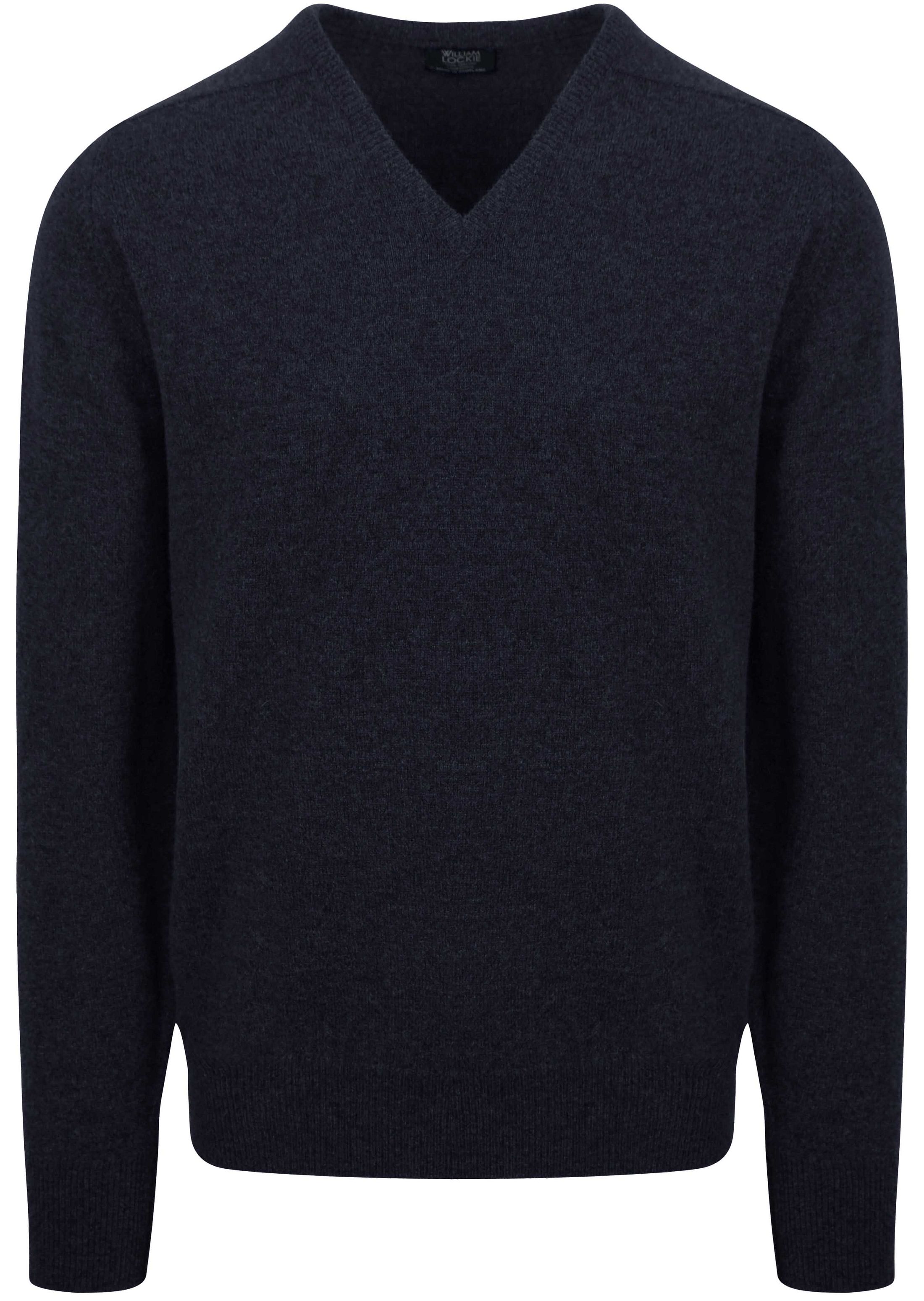 William Lockie Tröja i Lamull V Midnight Mix Navy 7092 HF V-NECK DF 3 Midnight Mix
