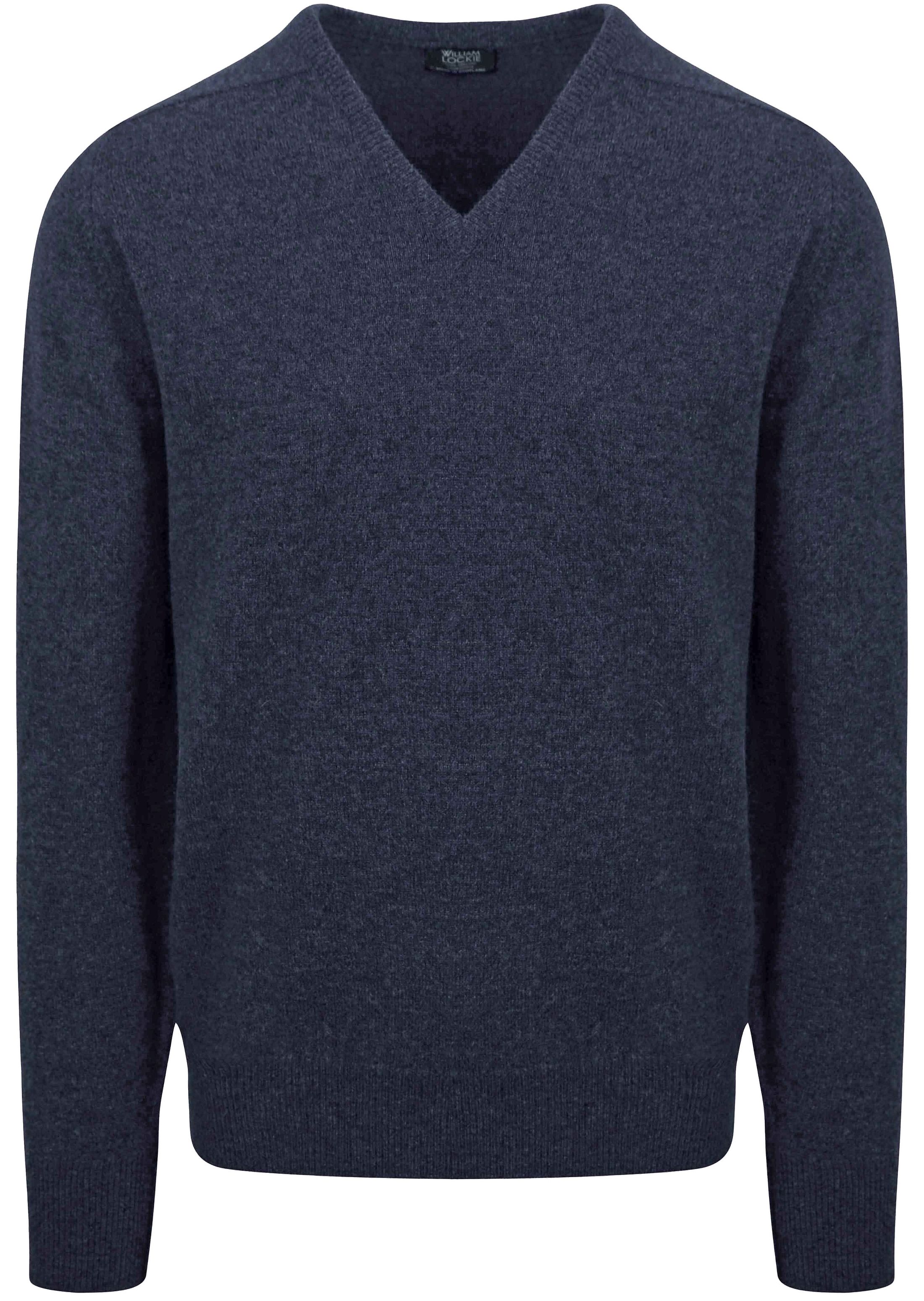 Køb William Lockie V-hals Uld Indigo Meleret 7092DF-12 Indigo Melange | Suitable