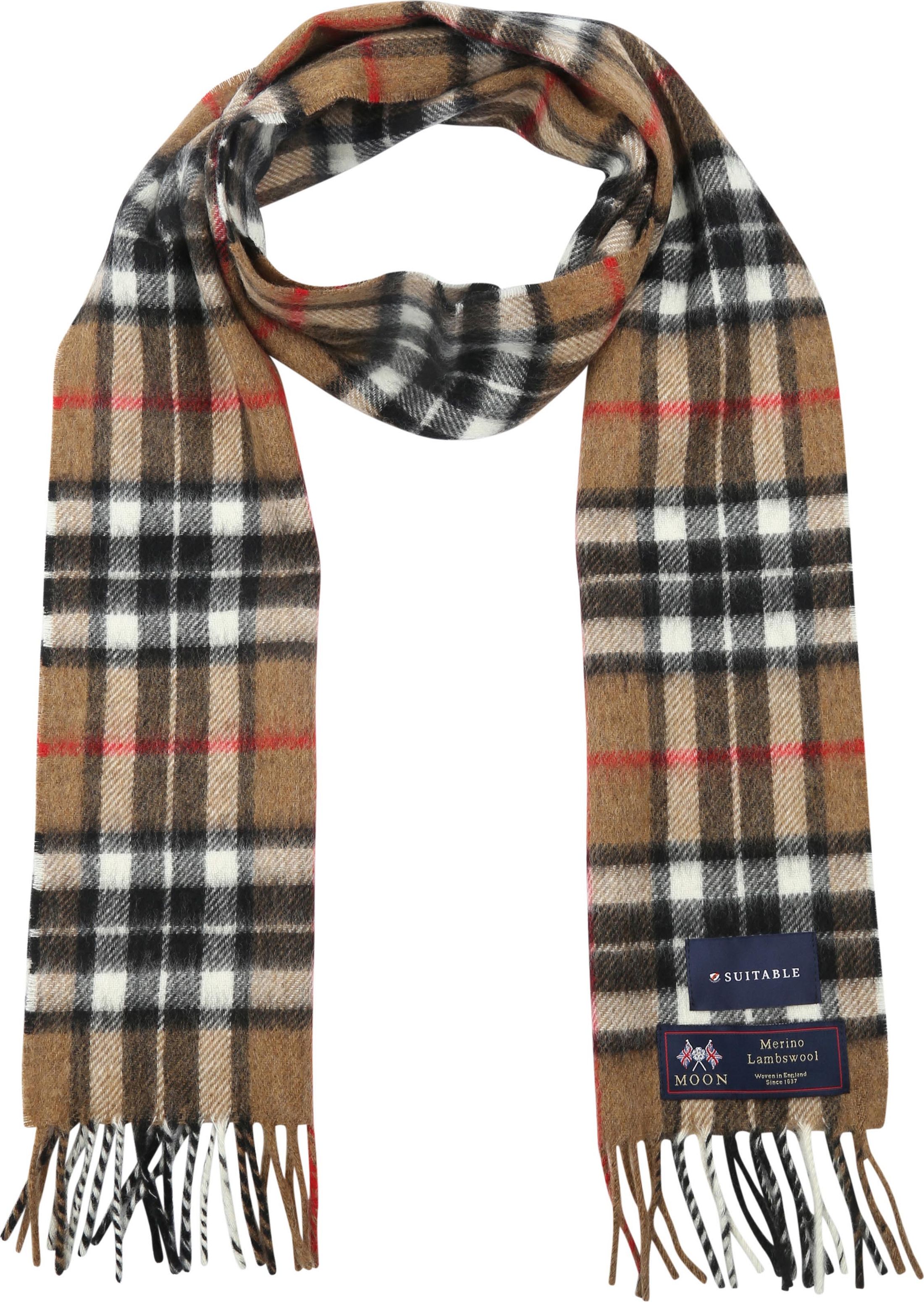 Suitable Echarpe à Carreaux Merinos Beige SCARV-STBL-AW24-10 commander en ligne | Suitable