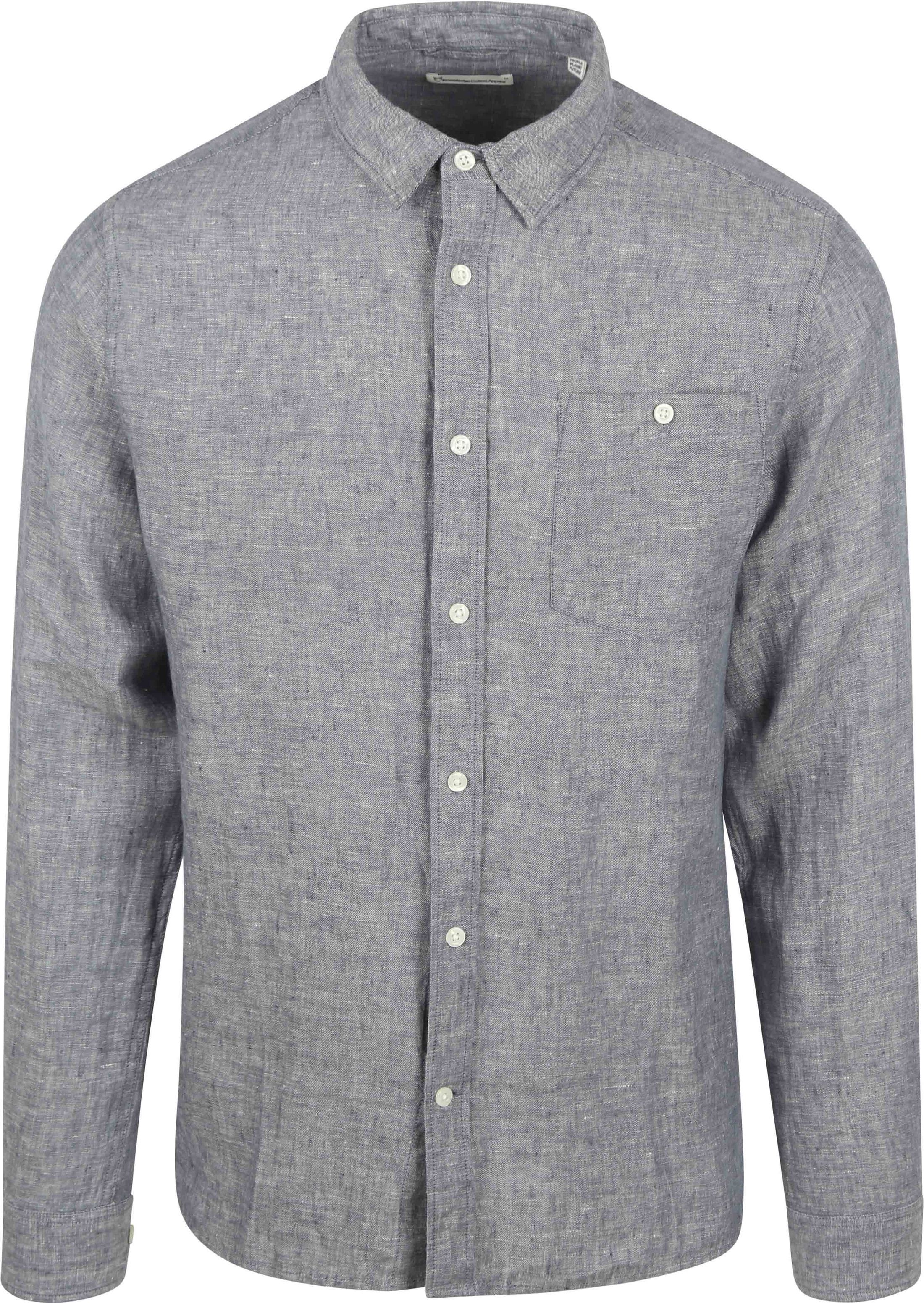 KnowledgeCotton Apparel Overhemd Linnen Vintage Indigo 1090011-1226 kopen | Suitable