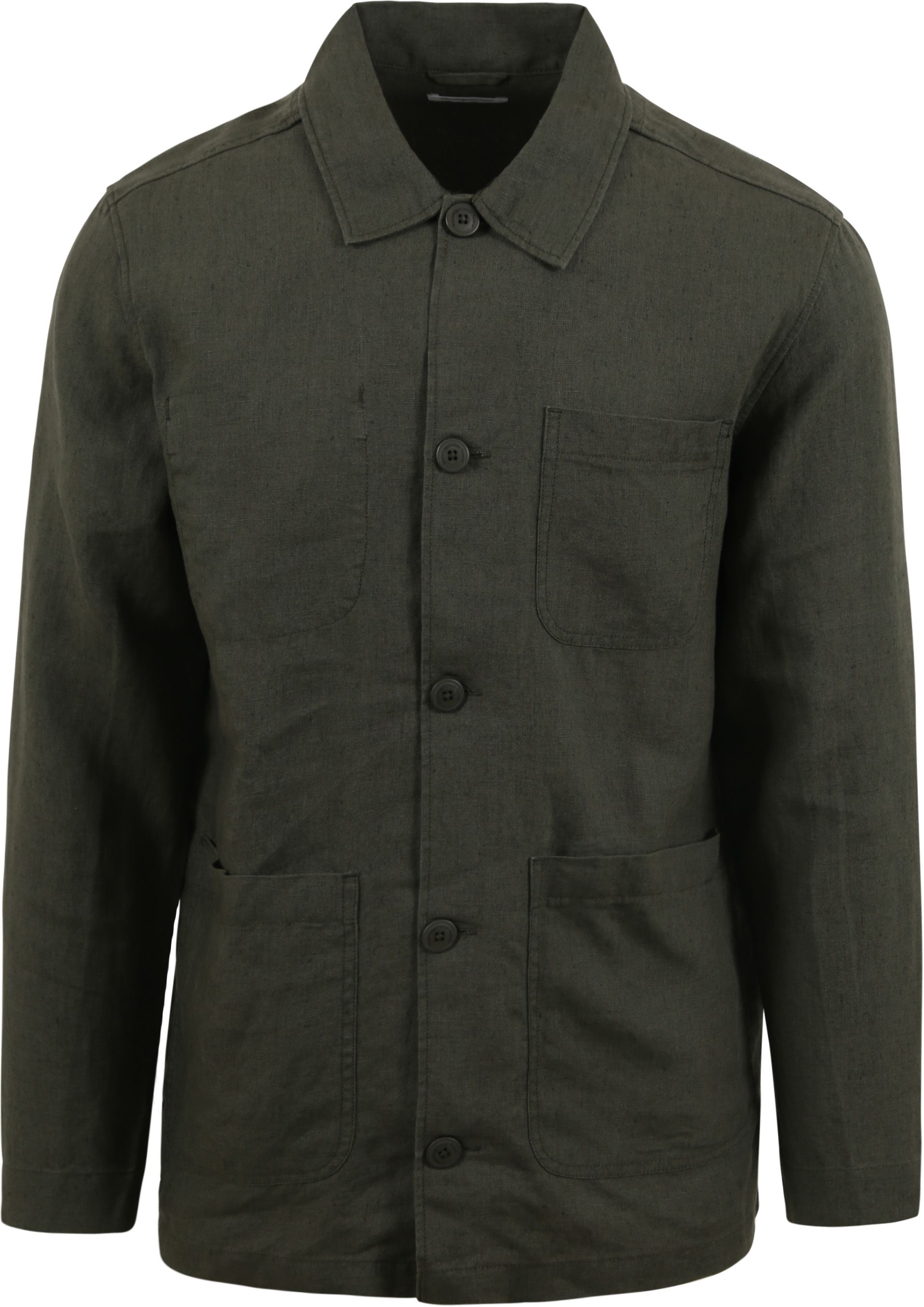 KnowledgeCotton Apparel Overshirt Leinen Dunkelgrün 1190004-1068 Burned Olive