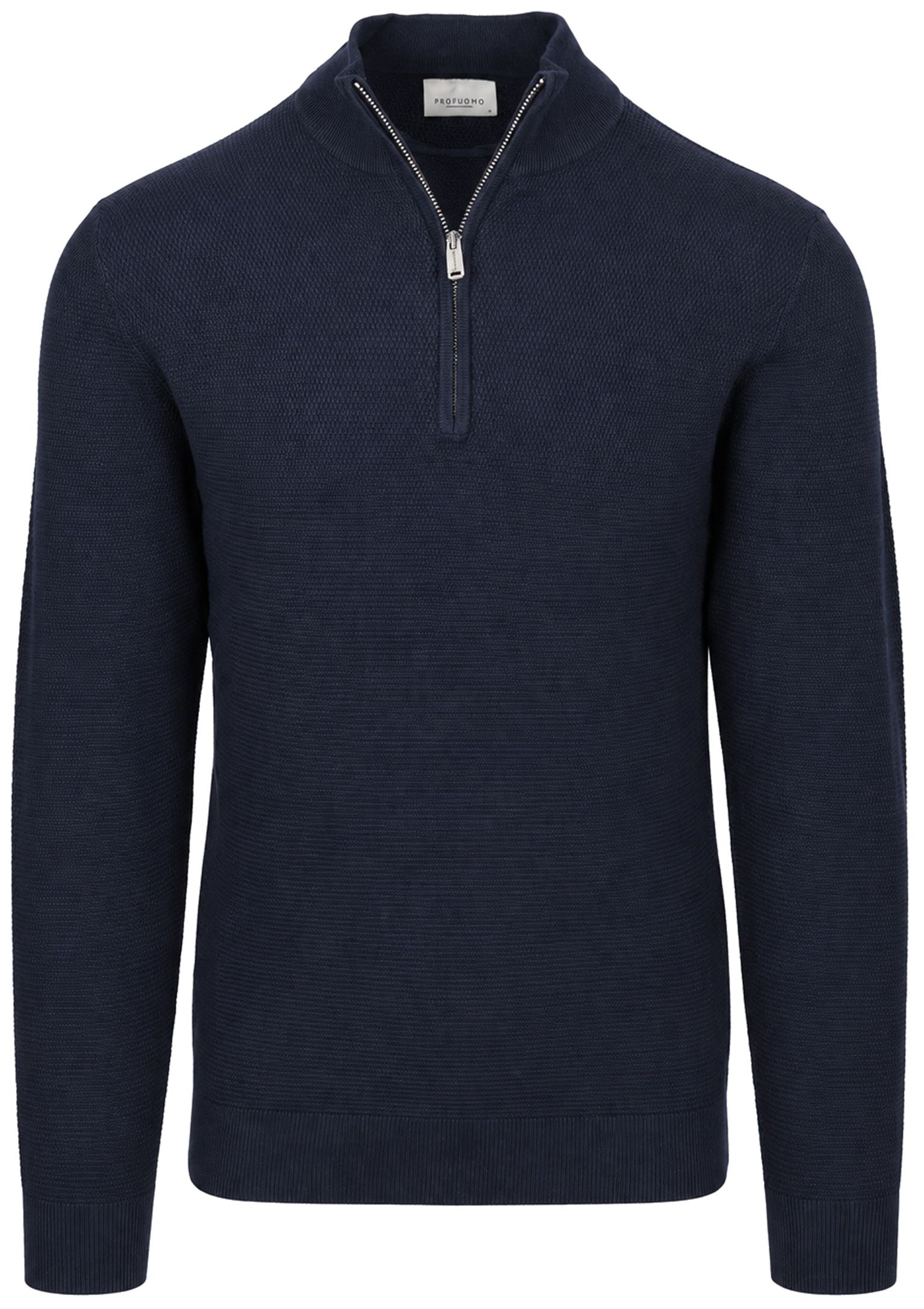 Profuomo Half Zip Pullover Bleu marine texturé commander en ligne | PPXJ30023A-P | Suitable Luxembourg
