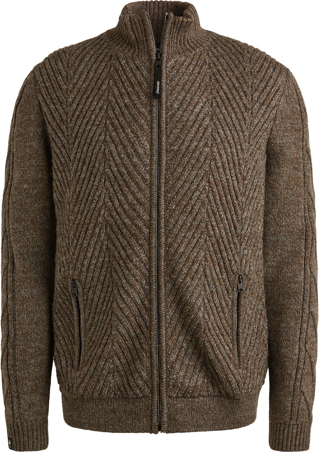 Vanguard Cardigan Structure Mix Laine Marron commander en ligne | VKC2509382-8078 | Suitable Luxembourg