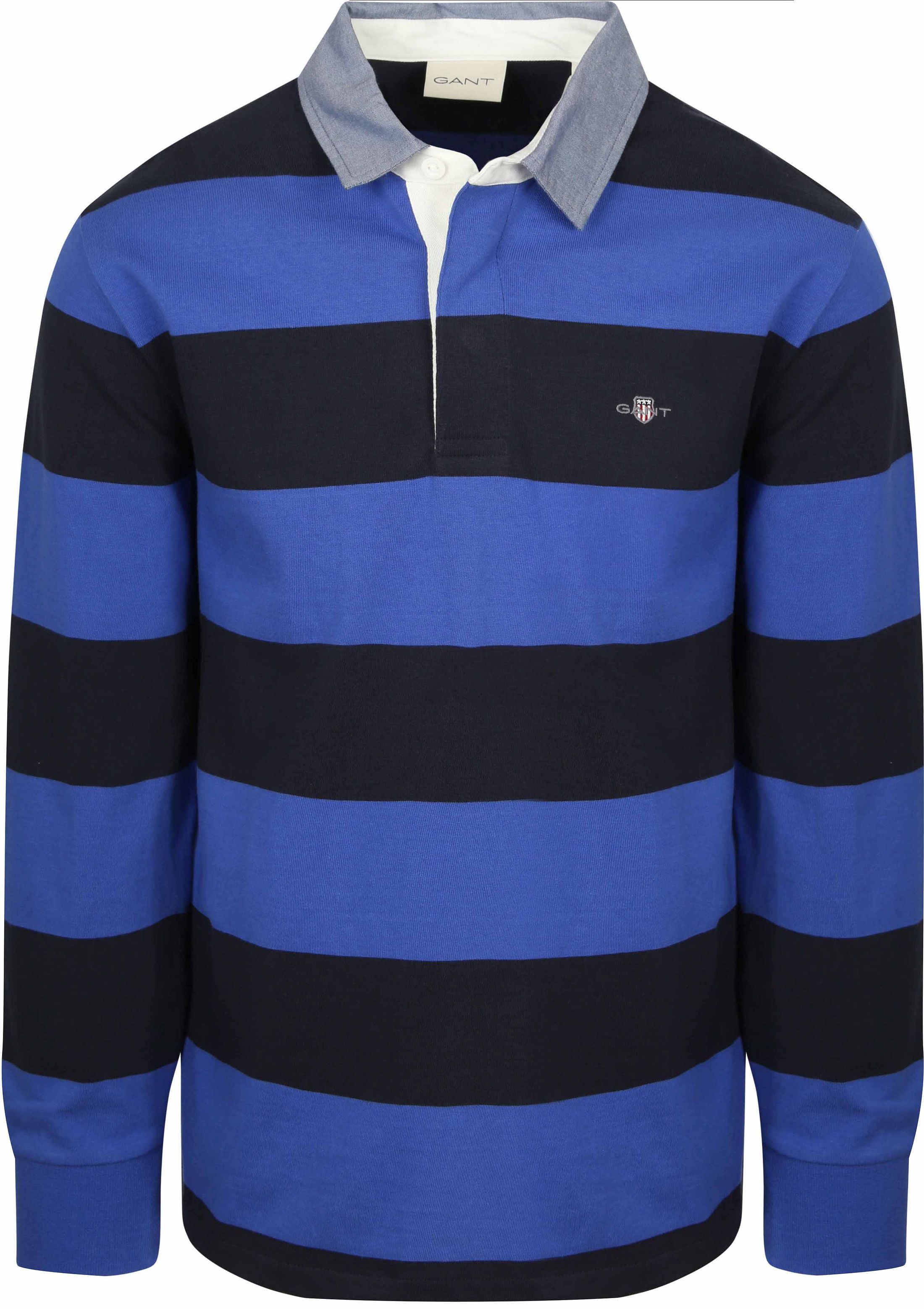 Gant Heavy Rugger Shield Polo Stribet Marineblå Royal Blue Mørkeblå Blå måle 3XL