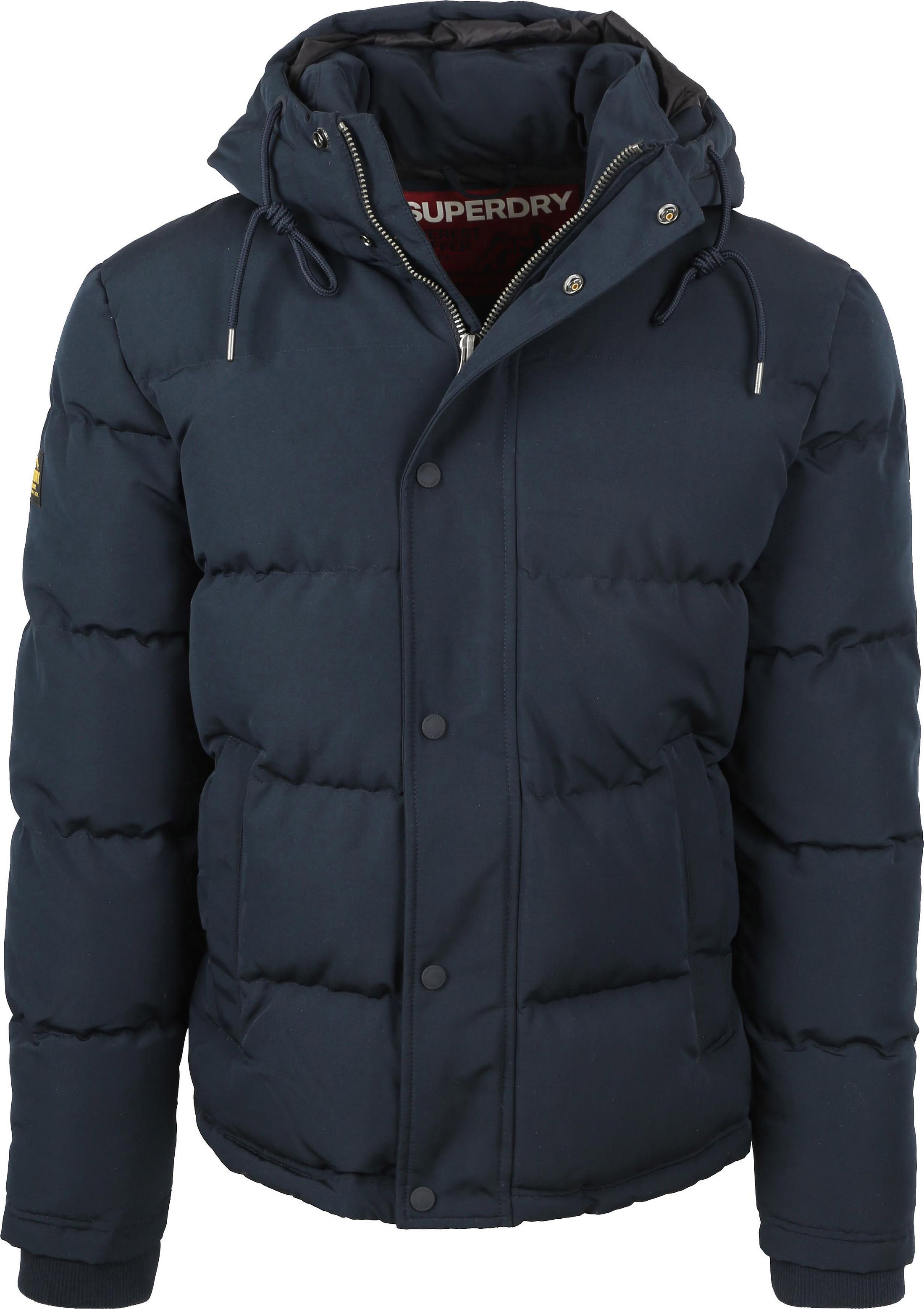 Superdry Pufferjacka Hooded Everest Navy Blå Mörkblå Storlek L