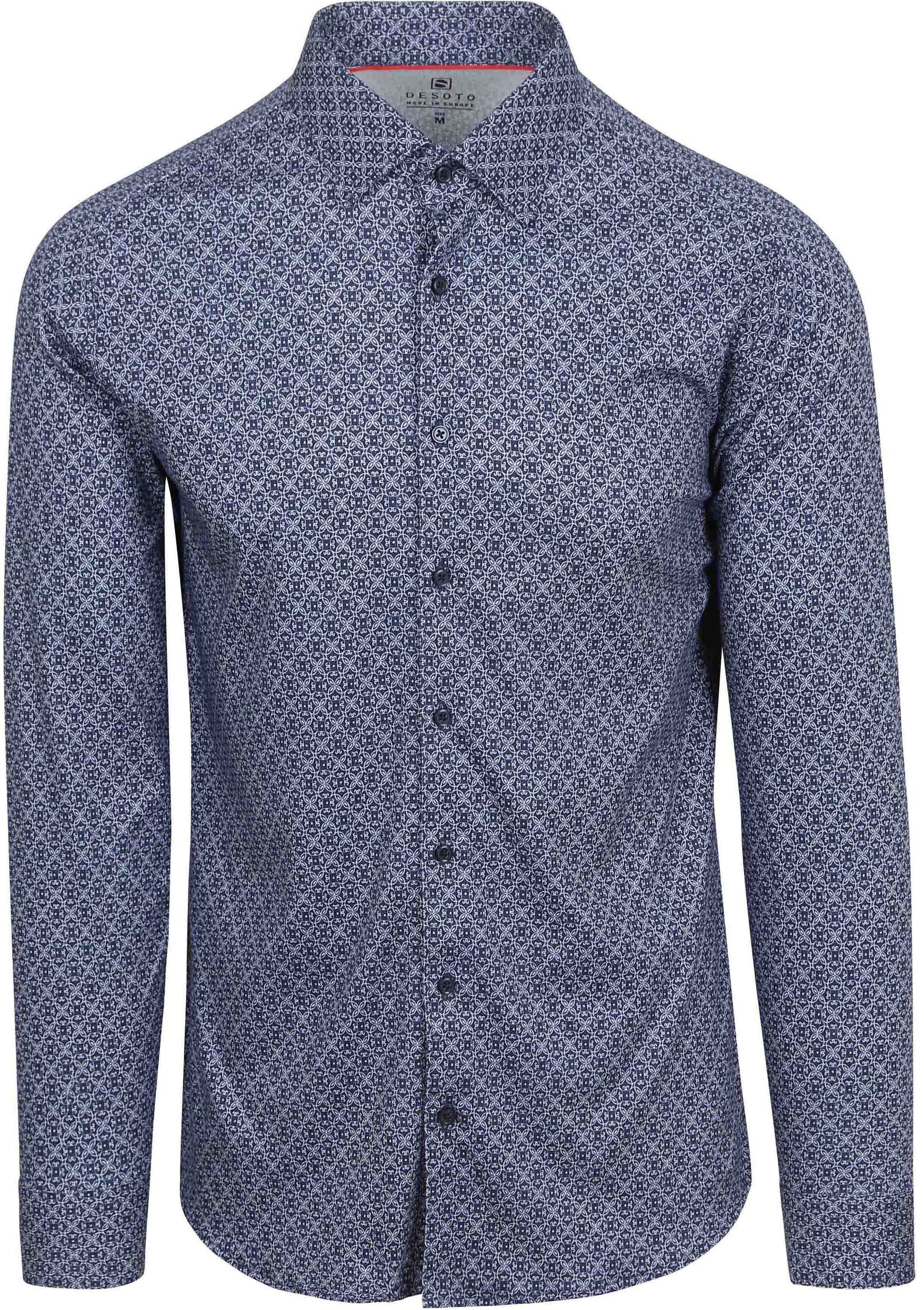 Desoto Skjorta Tryck Mörkblå 81228-3-593