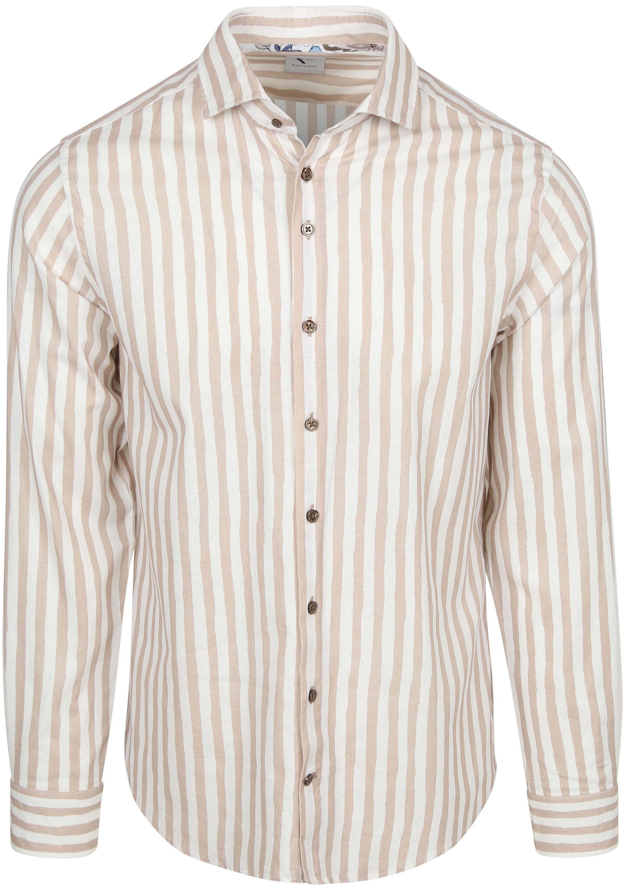 R2 Chemise Blend en Lin Stripes Beige 132.WSP.015-045 commander en ligne | Suitable