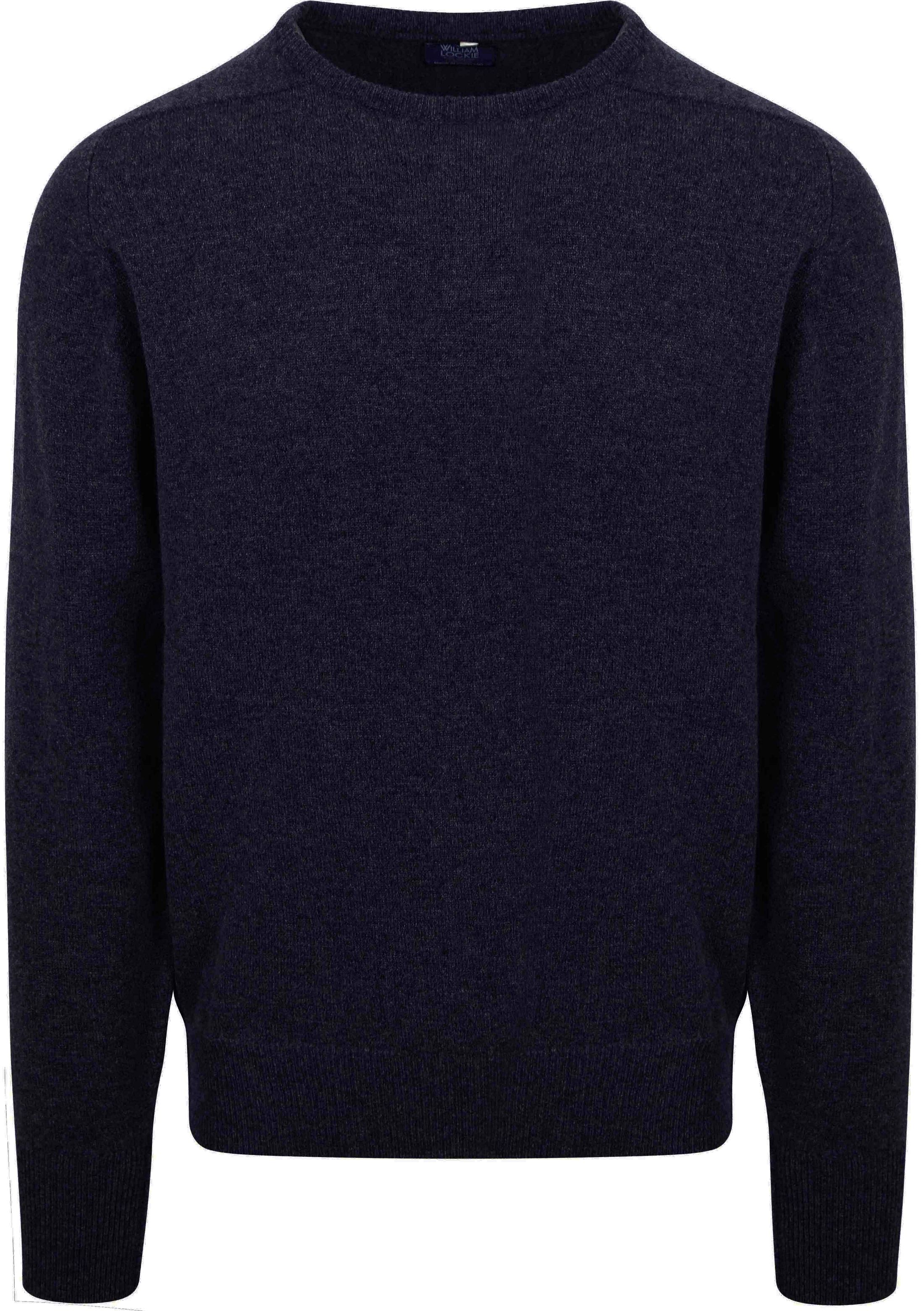 William Lockie Pullover Lamswol O-hals Midnight Mix Navy 7097 DF ONECK Midnight Mix