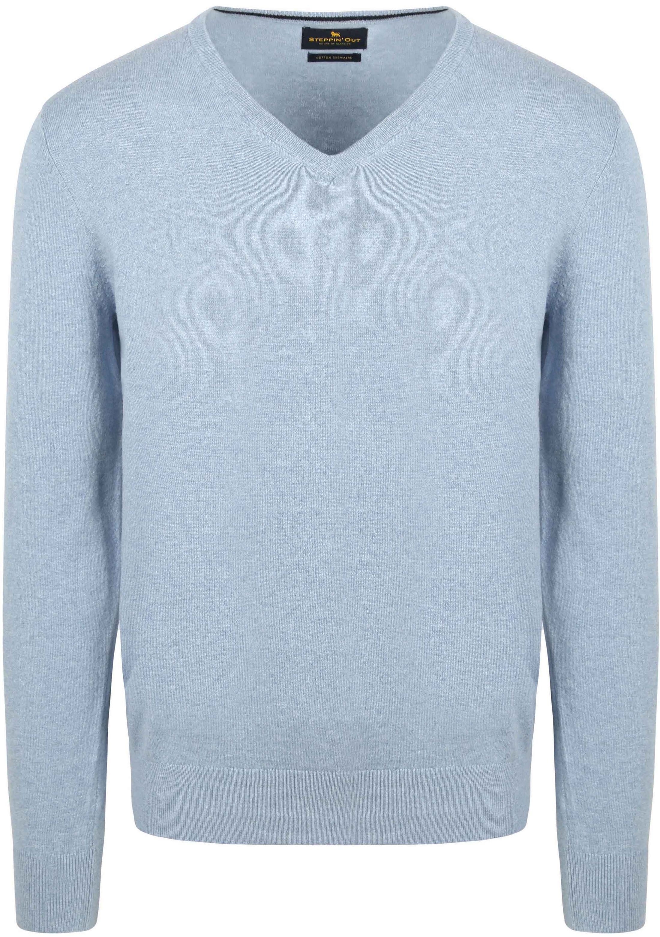 Køb Steppin' Out Trøje i bomuldskashmir med V-hals i himmelblå SM1201.0001-2005/PU-V-COCASH-STEPP-SKY | Suitable