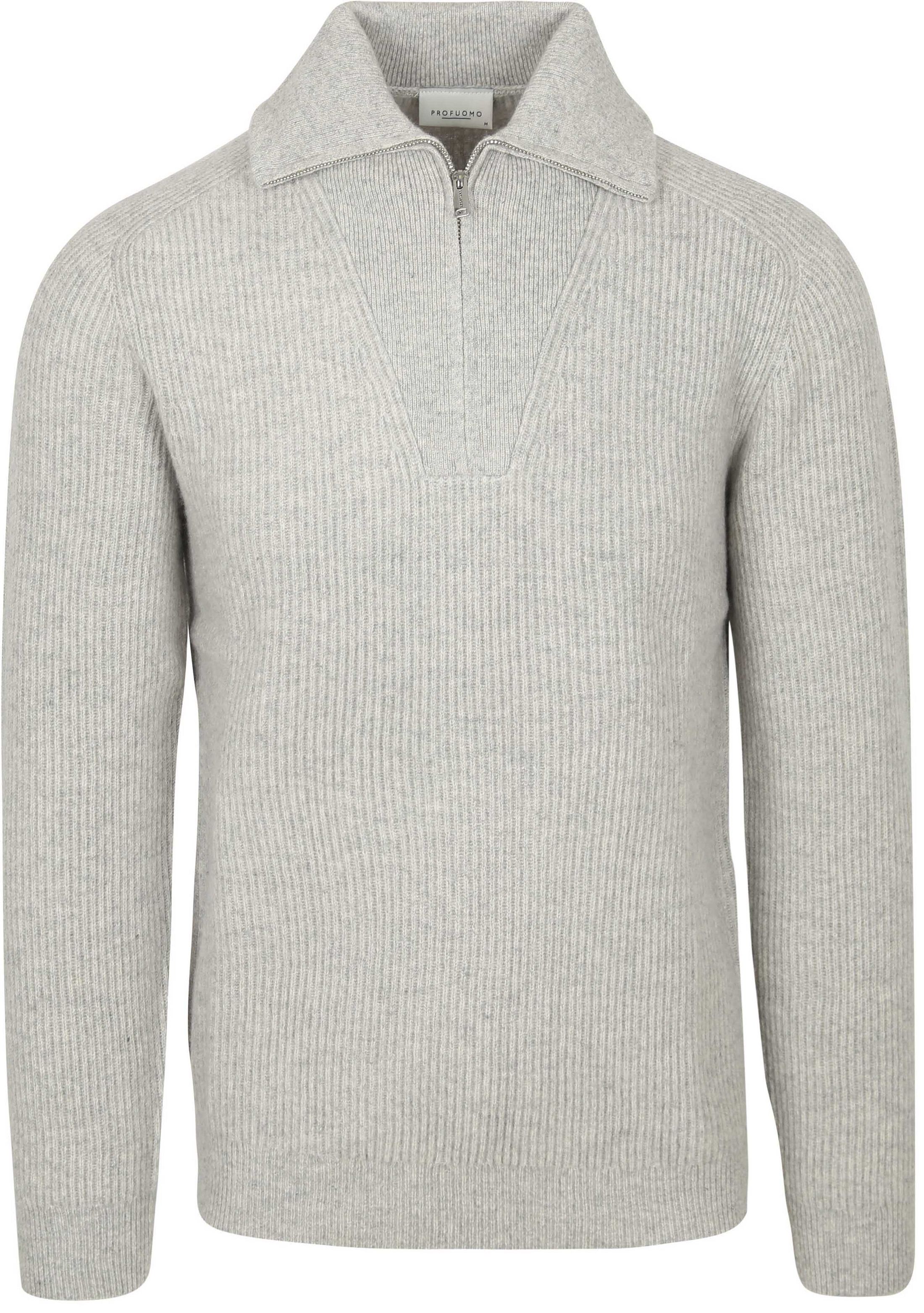 Profuomo Halv lynlås Pullover Merinould Melange Grå PPVJ30016A-C1