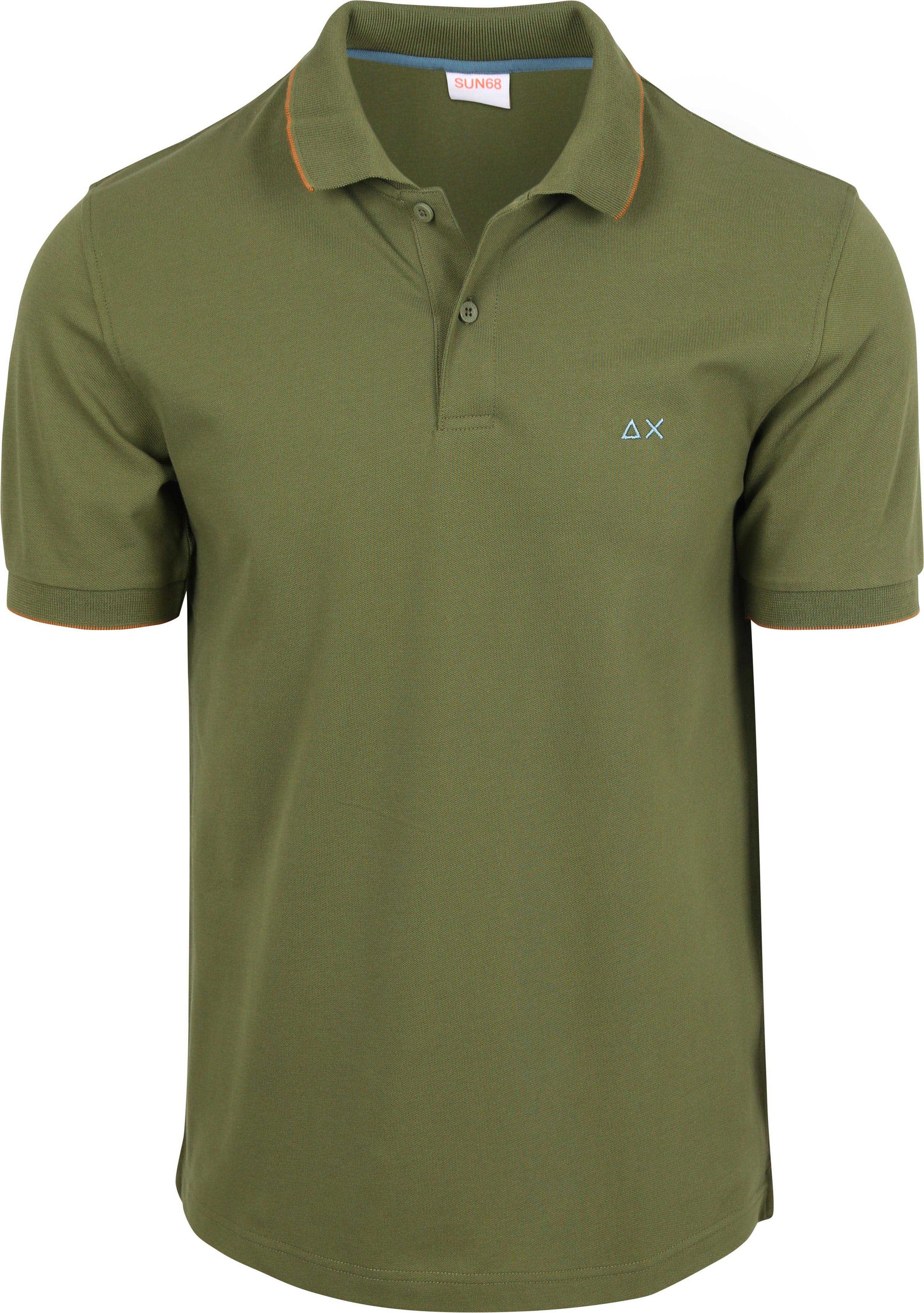 Sun68 Polo Shirt Small Stripe Collar Olive Green order online | Suitable