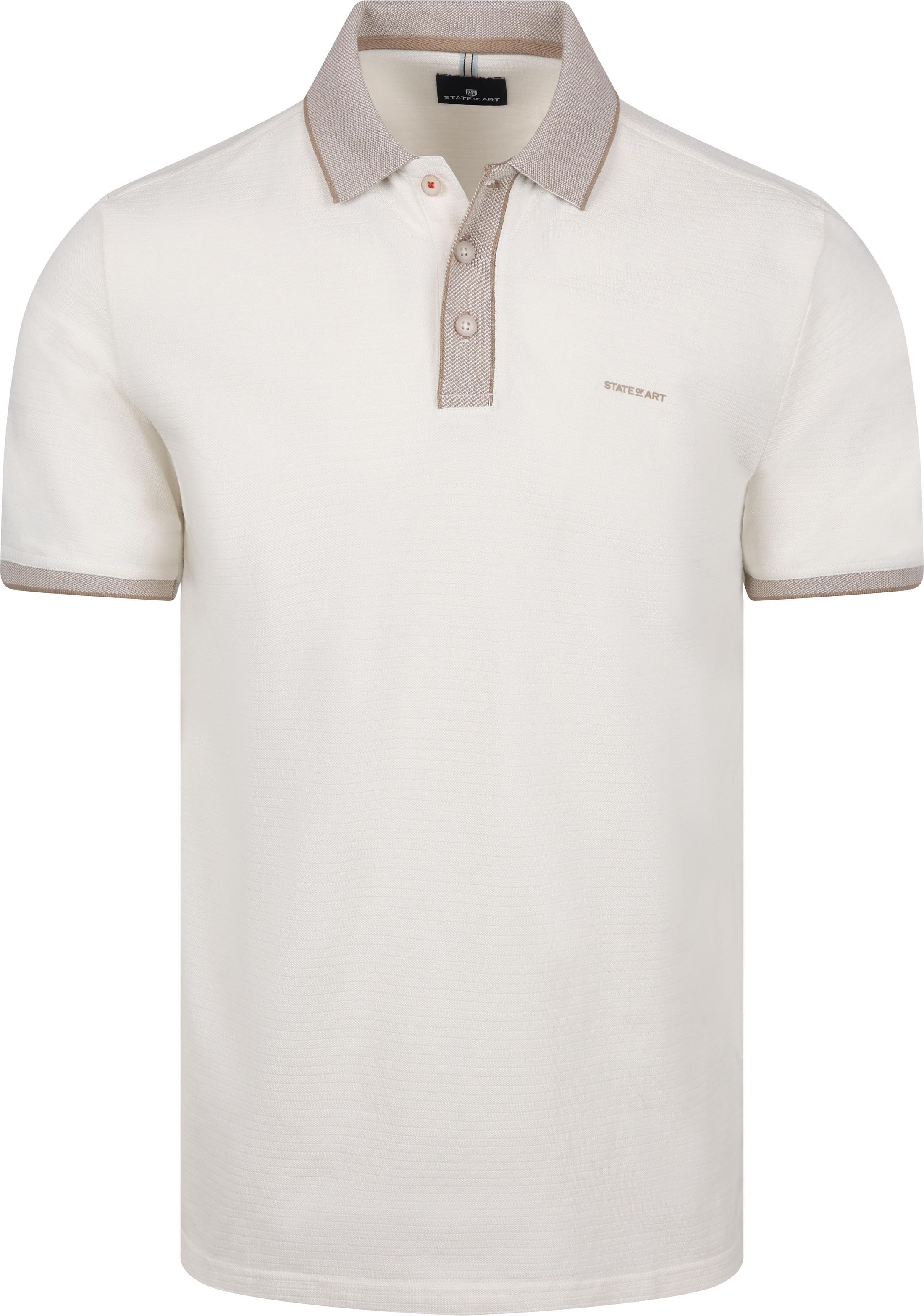 State of Art Poloskjorte Jersey Ribbed Contrast Råhvit Off-white Størrelse 4XL