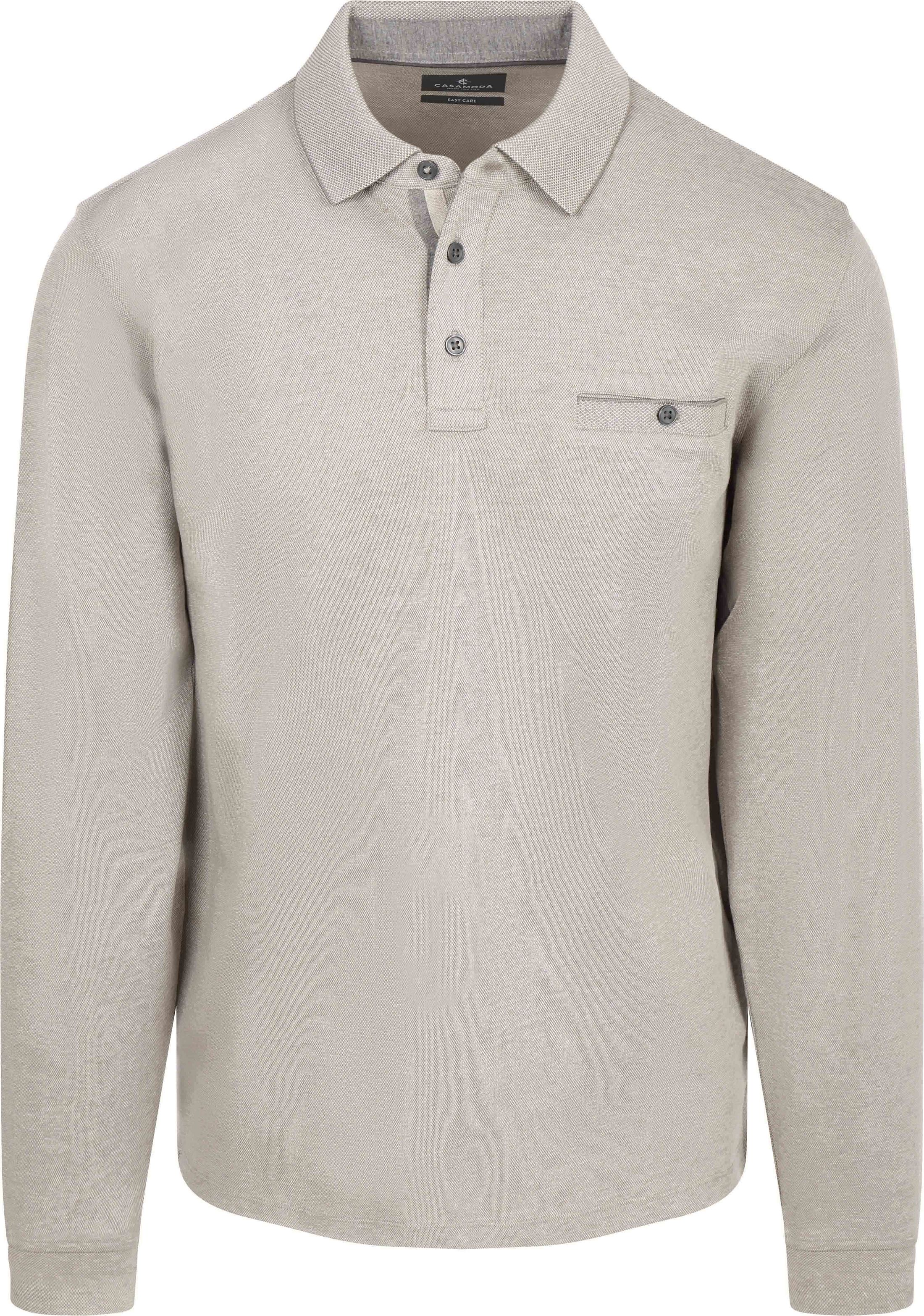 CASAMODA Long Sleeve Poloshirt Structure Grey order online | 403478000-668 | Suitable Liechtenstein