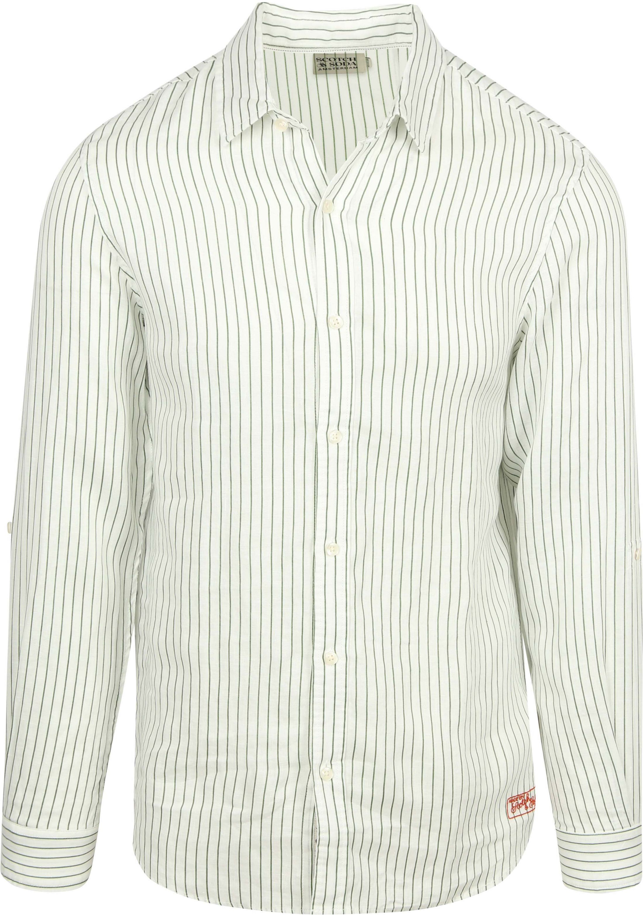 Køb Scotch and Soda Striped Hvid Linnedskjorte  | Suitable