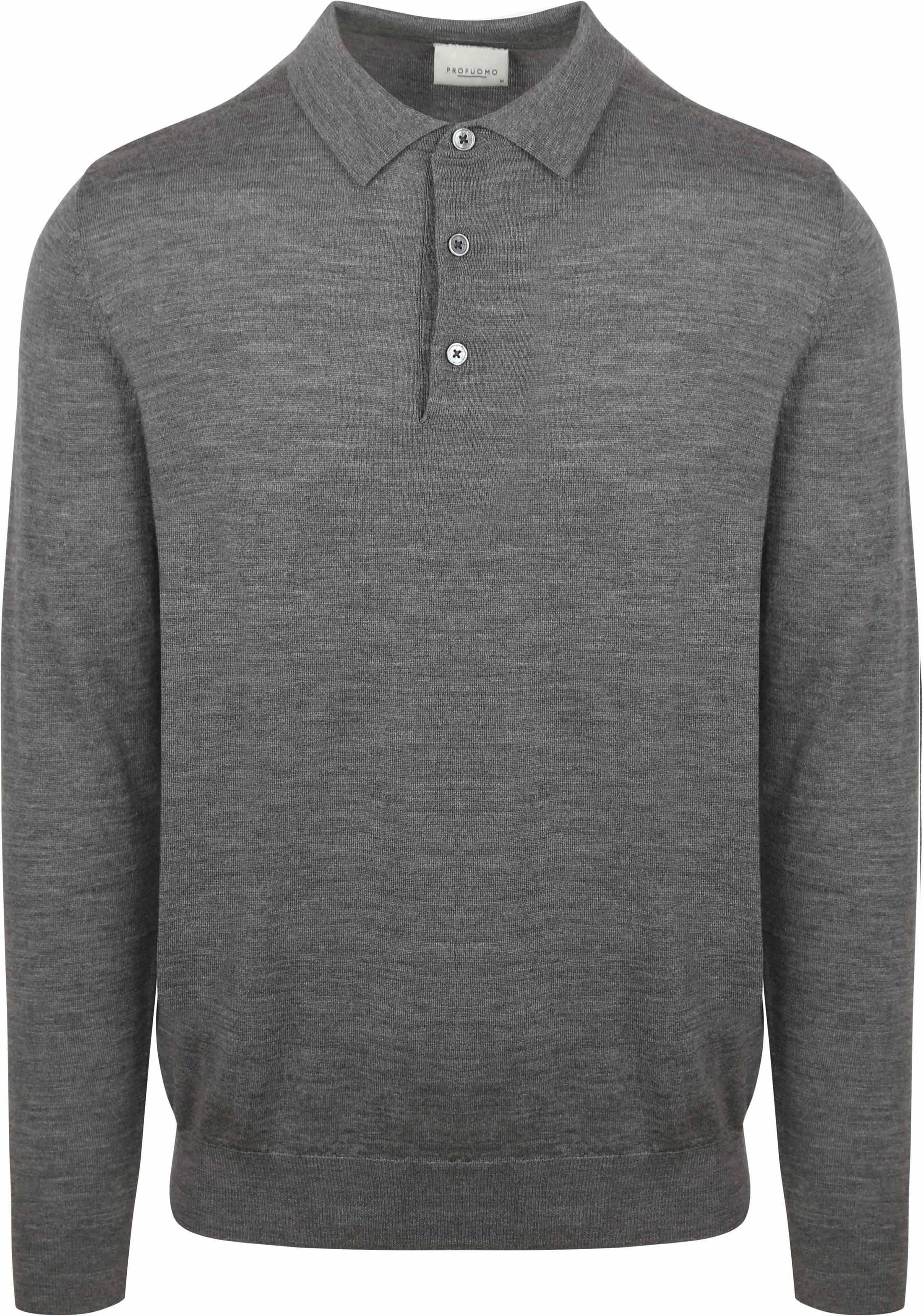 Profuomo Longsleeve Polo Shirt Merino Wool Grey PPWJ30002E-C order online | Suitable