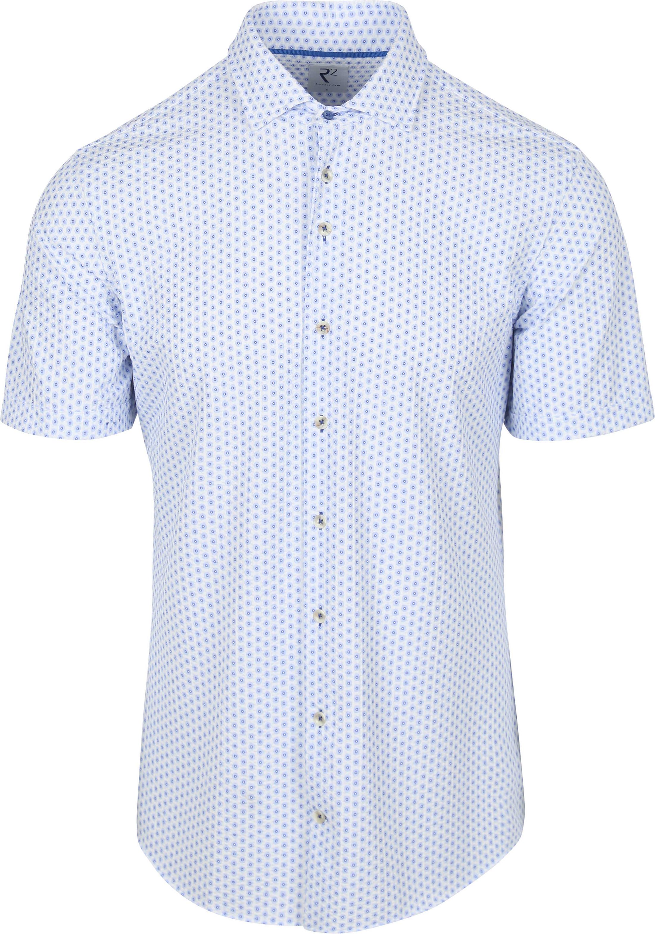 R2 Chemise Manches Courtes Seersucker Bleu  128.WSPSS.042-018 commander en ligne | Suitable