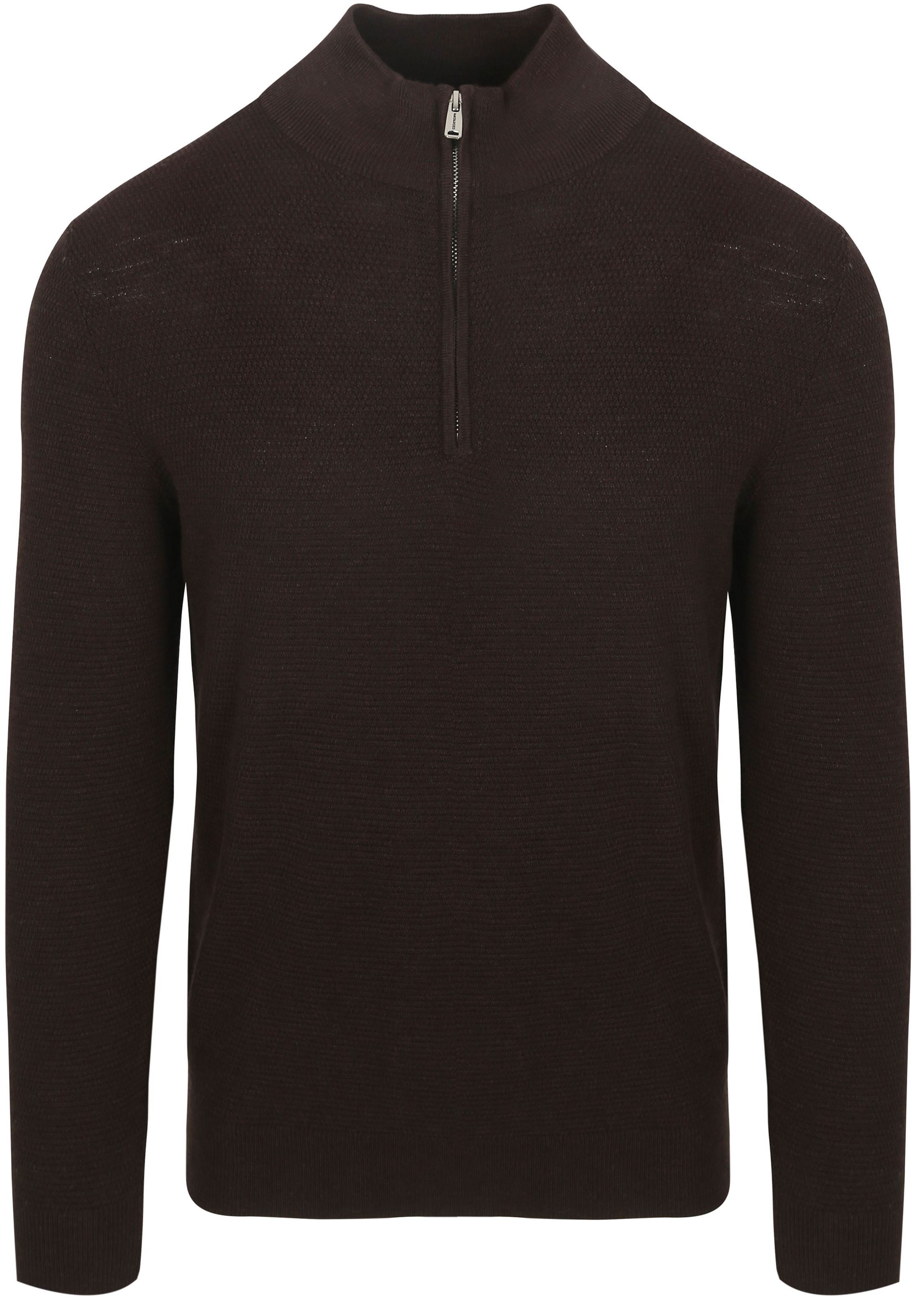 Profuomo Halv Zip Pullover Struktur Brun PPWJ30040B-H2