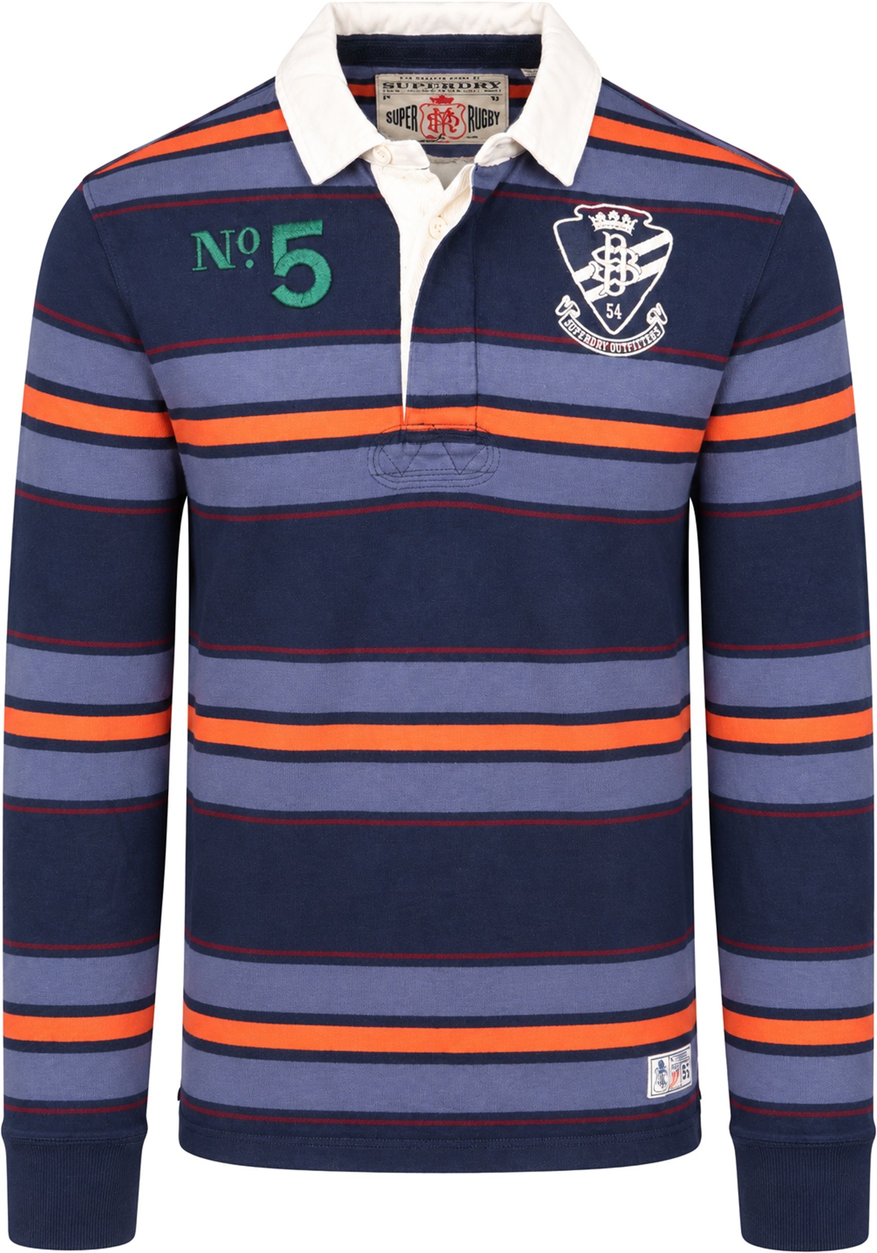 Superdry Rugby Polo Double Emblem Stripe Orange Marineblau M1110483A-O1T kaufen | Suitable