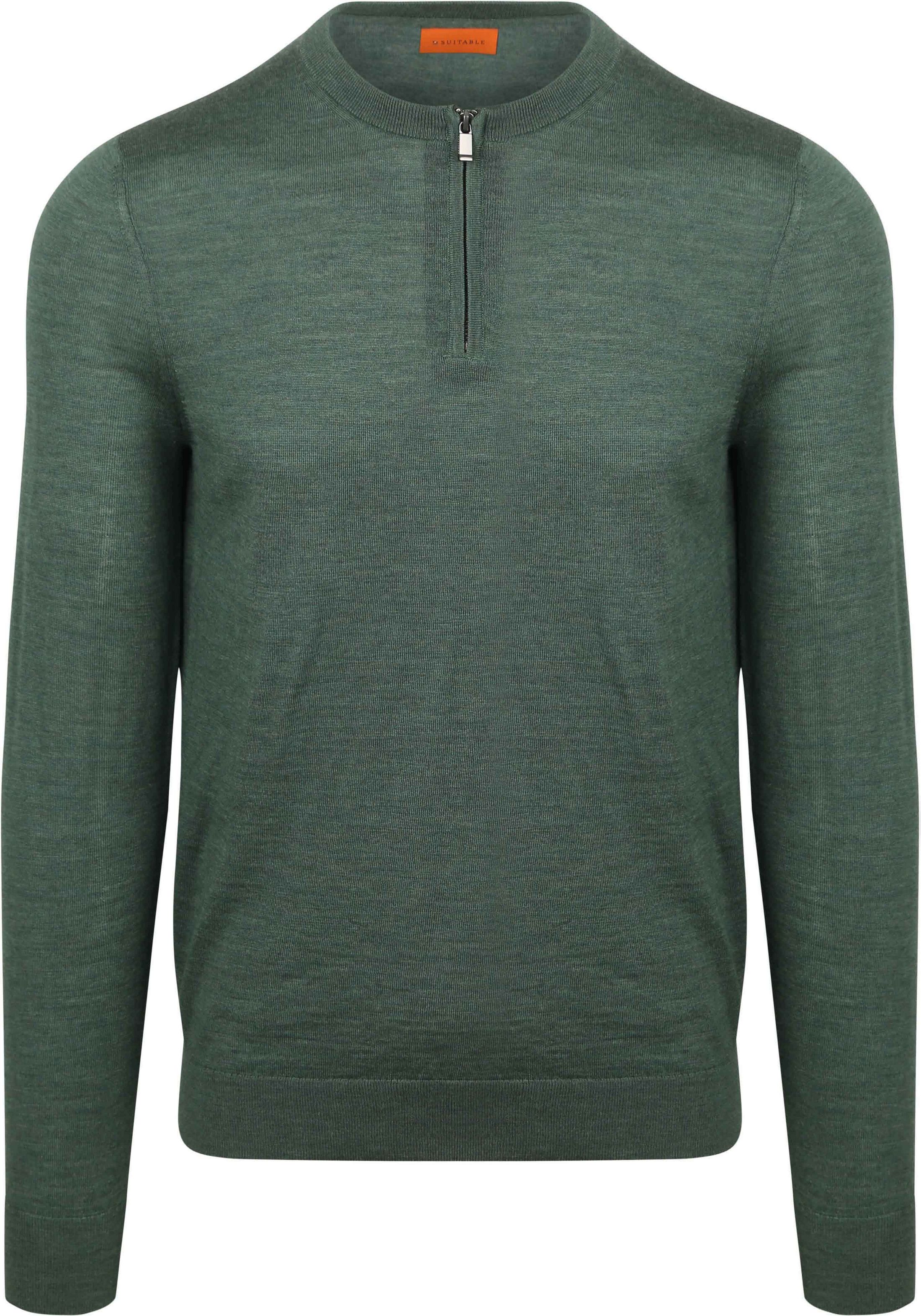 Suitable Crew Zip Merino Grön PU-MRI-CRZI-25 - 6M1720 mid green 