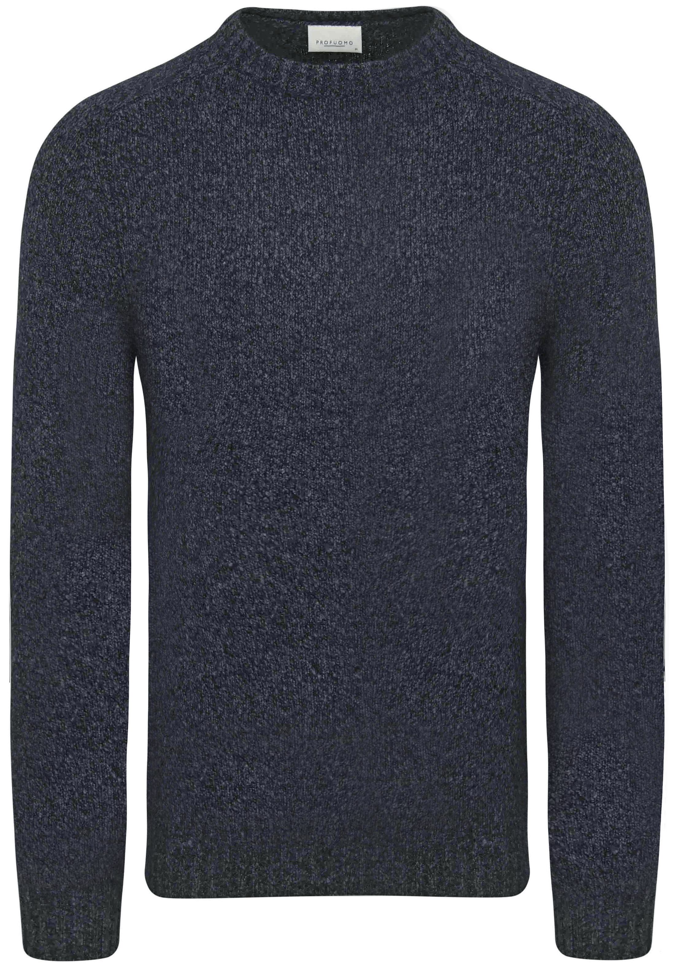 Profuomo Pullover i Kogt Uld i Marineblå PPVJ30012E-P