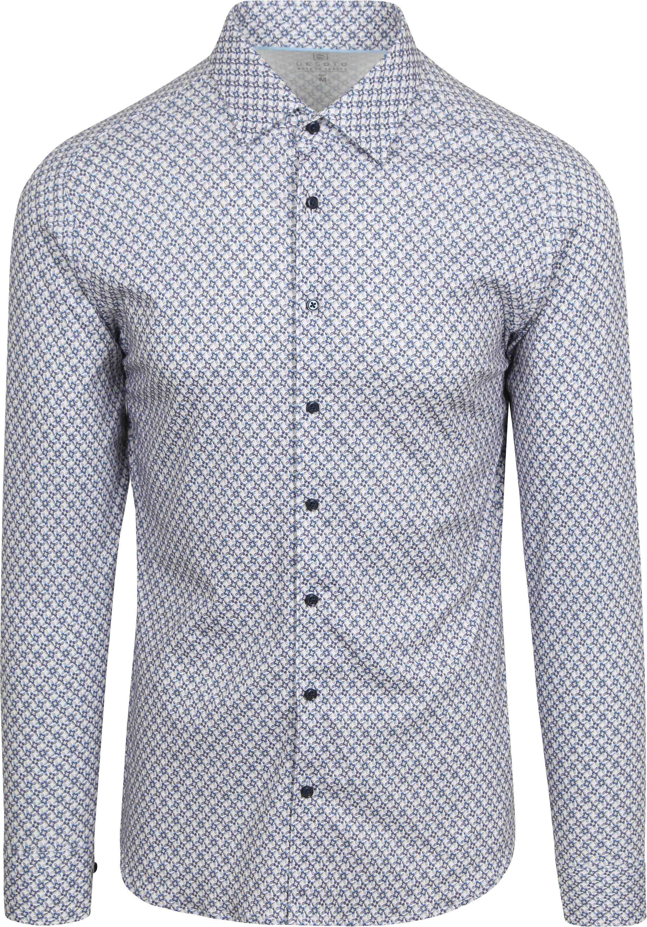 Desoto Skjorte Blomstertrykk Blå Beige 81128-3-184