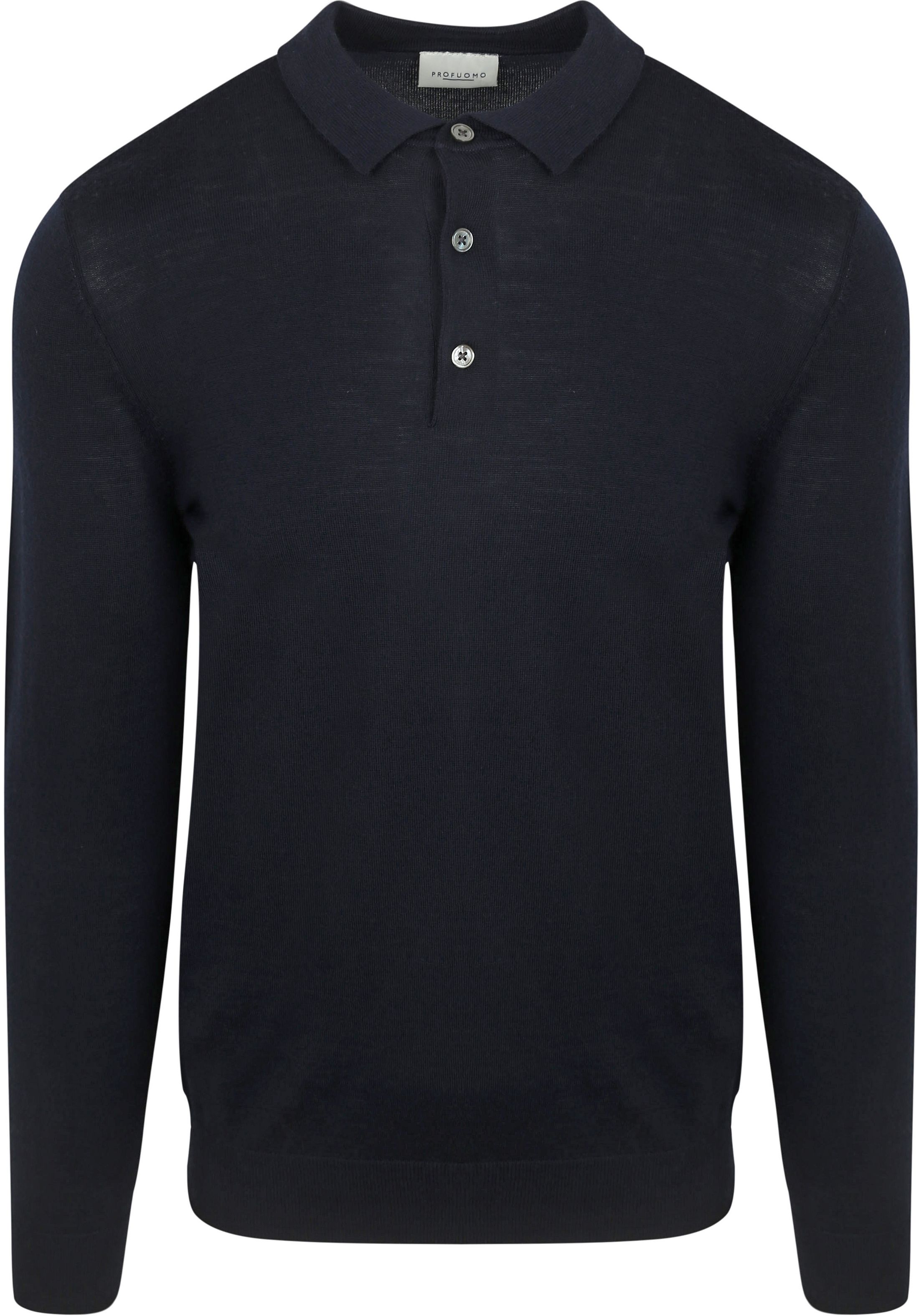 Profuomo Longsleeve Polo Shirt Merino Wool Navy order online | PPWJ30002H-P | Suitable Liechtenstein