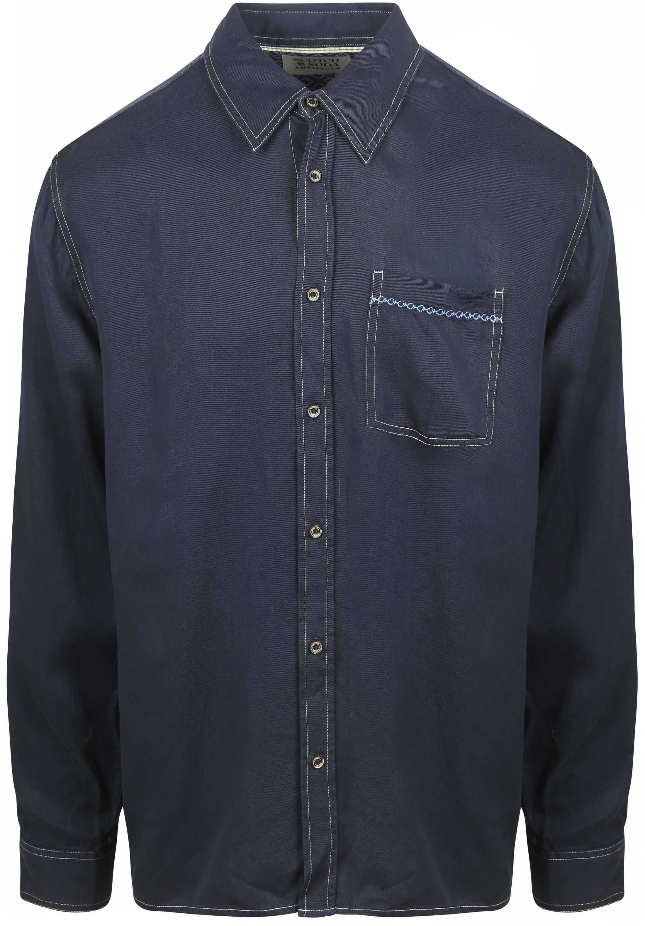 Scotch and Soda Skjorta Solid Tencel Marinblå 178710-401