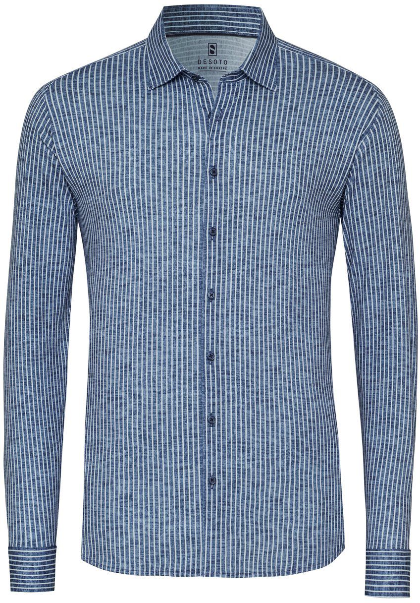 Desoto Skjorta Kent Linne Optik Ränder Marinblå 82428-3-583