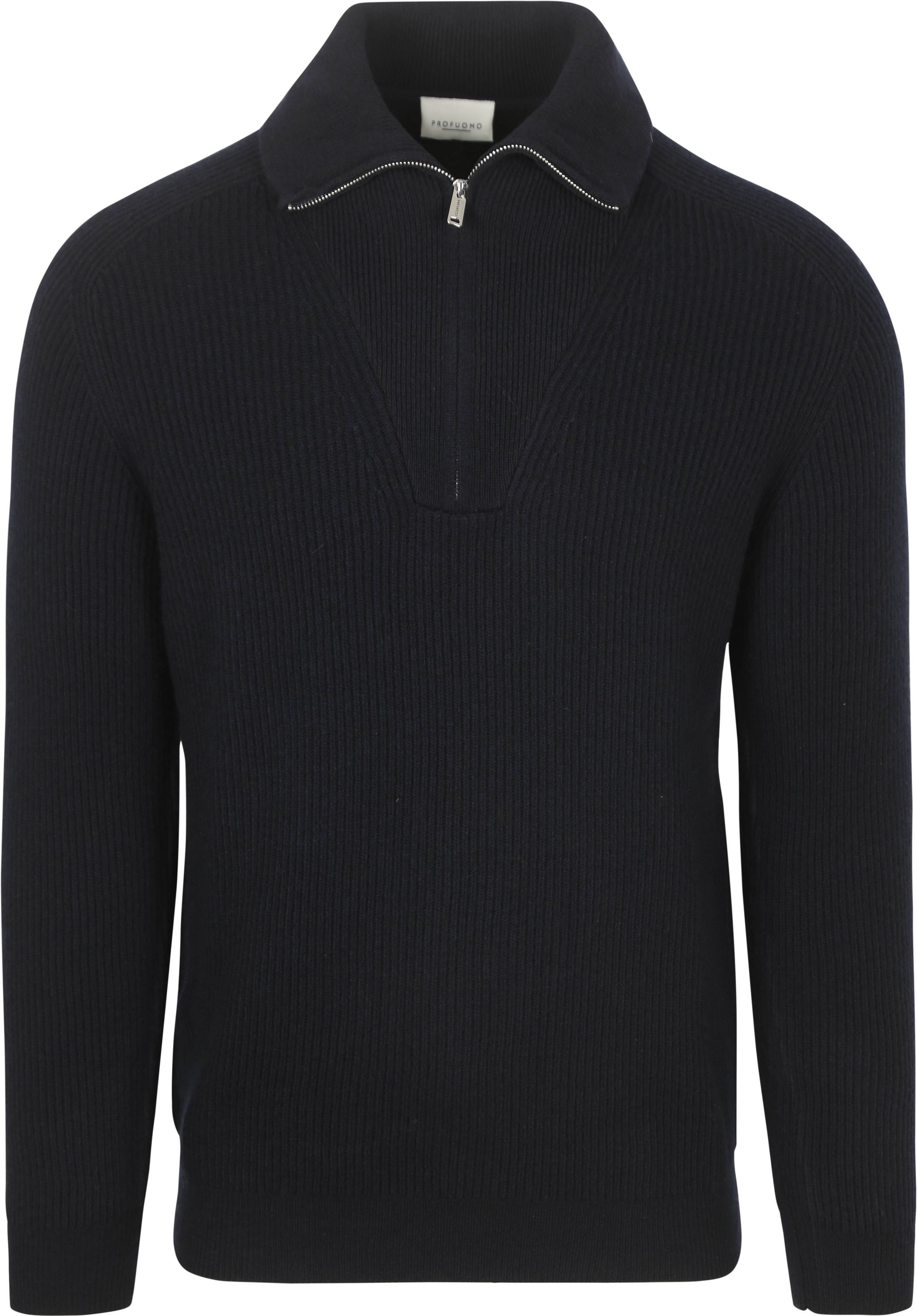 Profuomo Halv Lynlås Pullover i uld, Navy PPWJ30025D-P