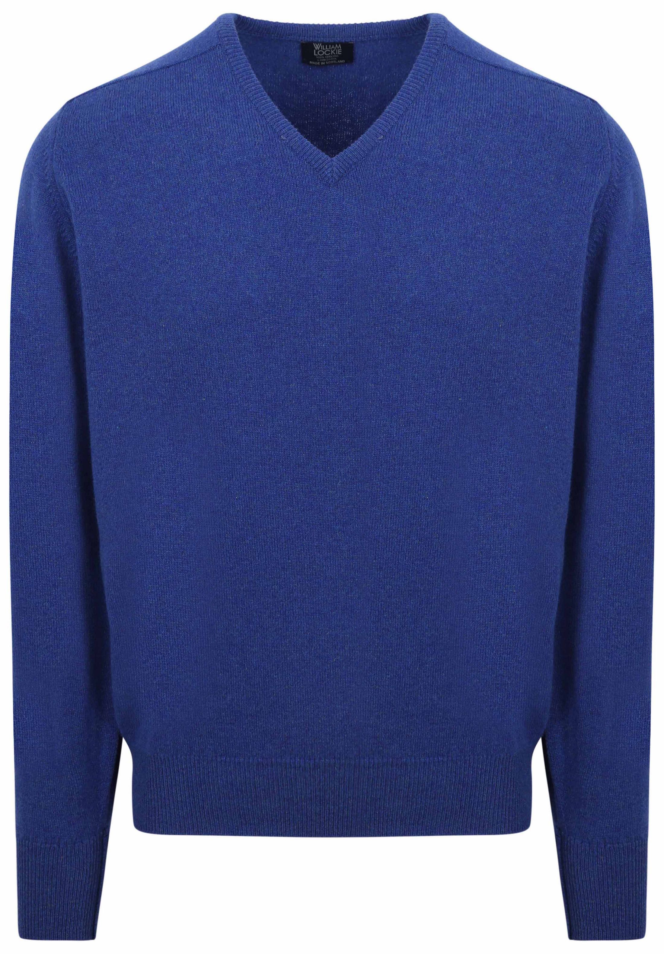 Køb William Lockie Pullover i Lammeuld V-hals i Persisk Kongeblå 7092DF-164 Persian | Suitable