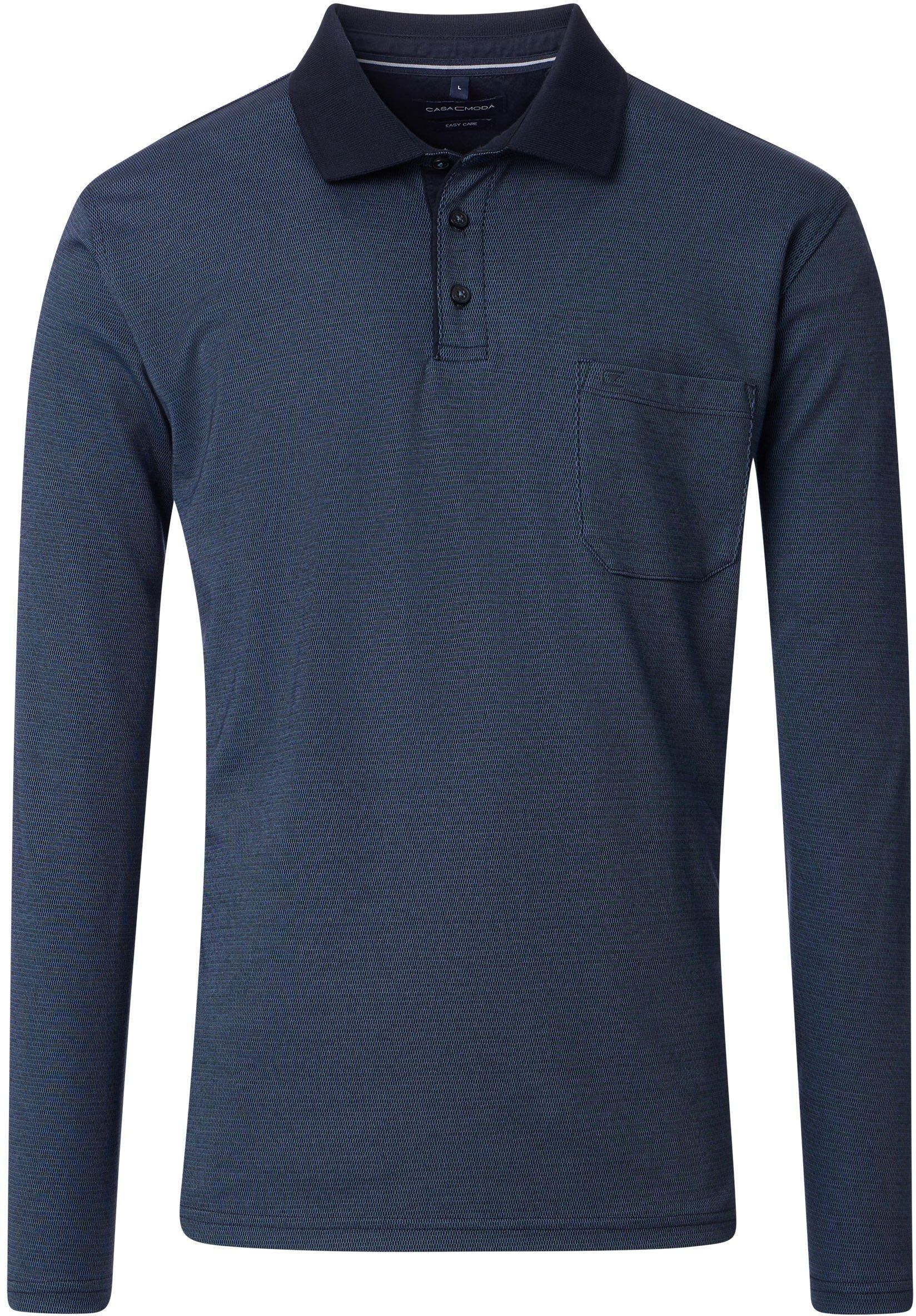 Casa Moda Long Sleeve Poloshirt Structure Navy 454385000-154 order online | Suitable