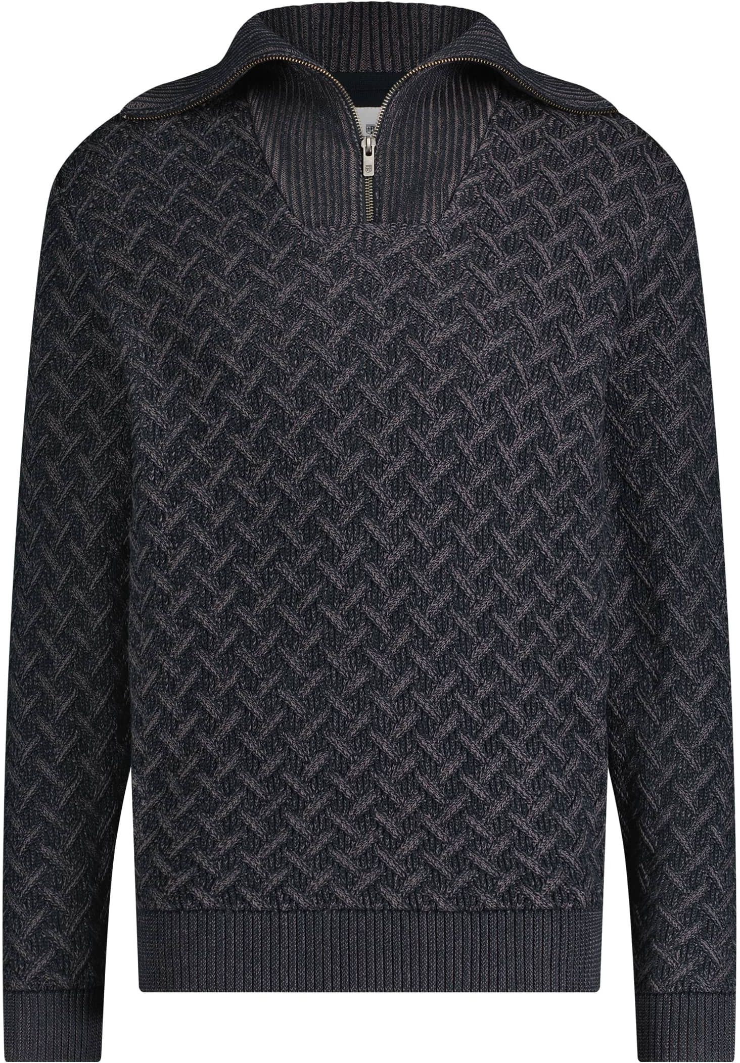 State Of Art Halv Zip Trøje Melange Navy 13123061-5995