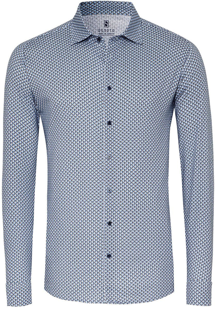 Desoto Skjorte Print New Moon Blå 78128-3-526