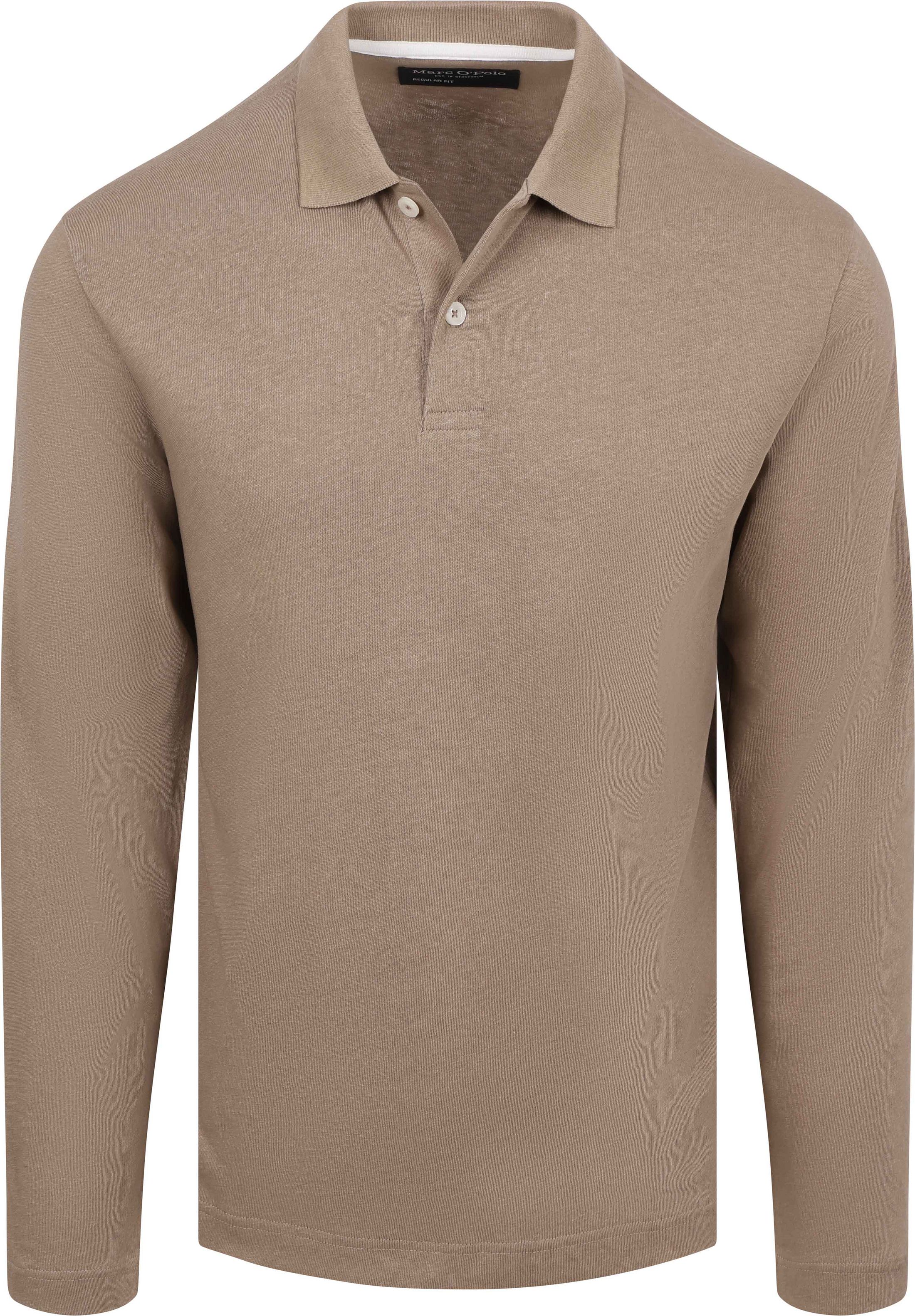 Køb Marc O'Polo Longsleeve Polo Cotton Linen Taupe  | Suitable