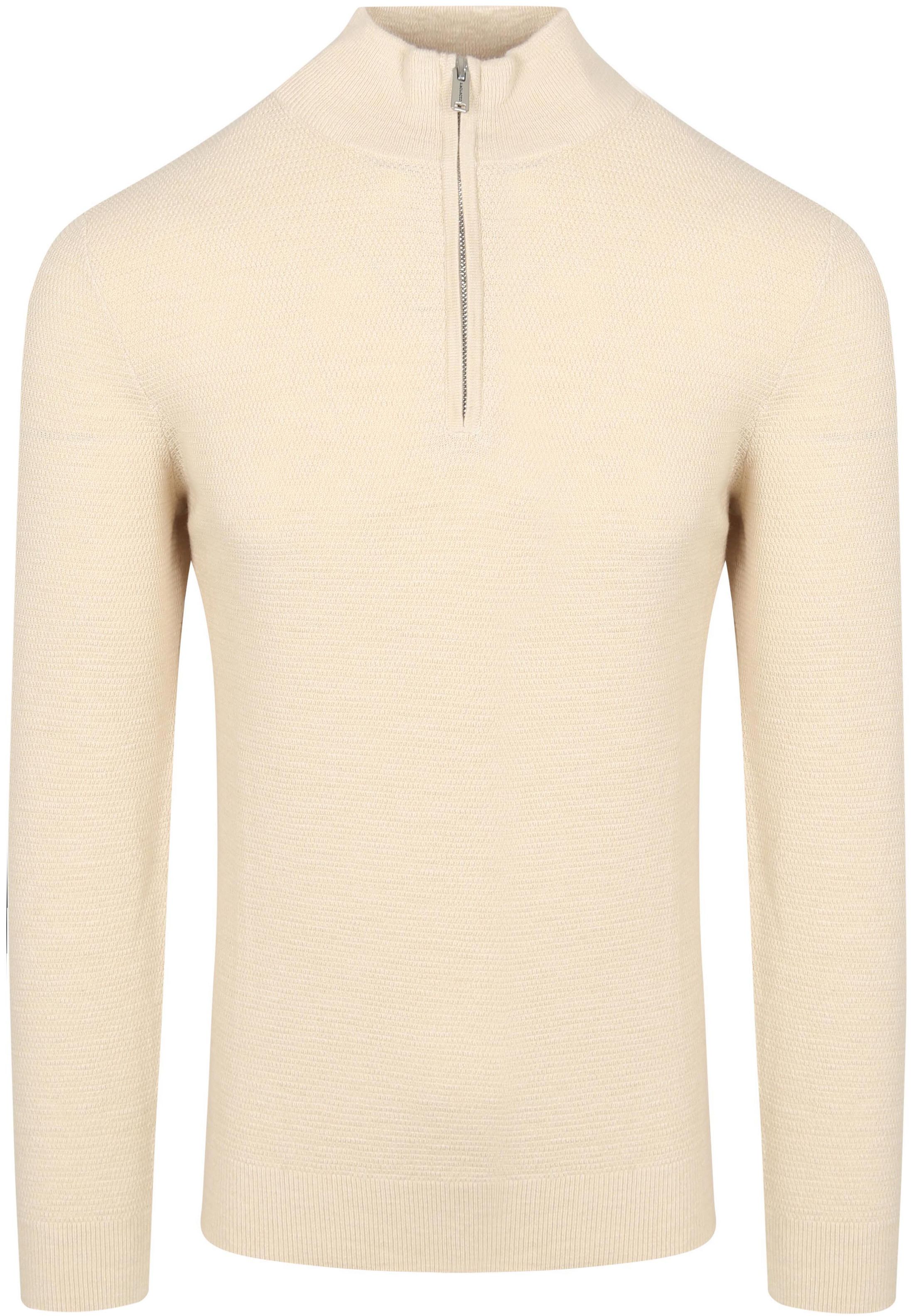 Profuomo Pull Demi-Zip Structure Écru commander en ligne | PPVJ30007A-E | Suitable Luxembourg