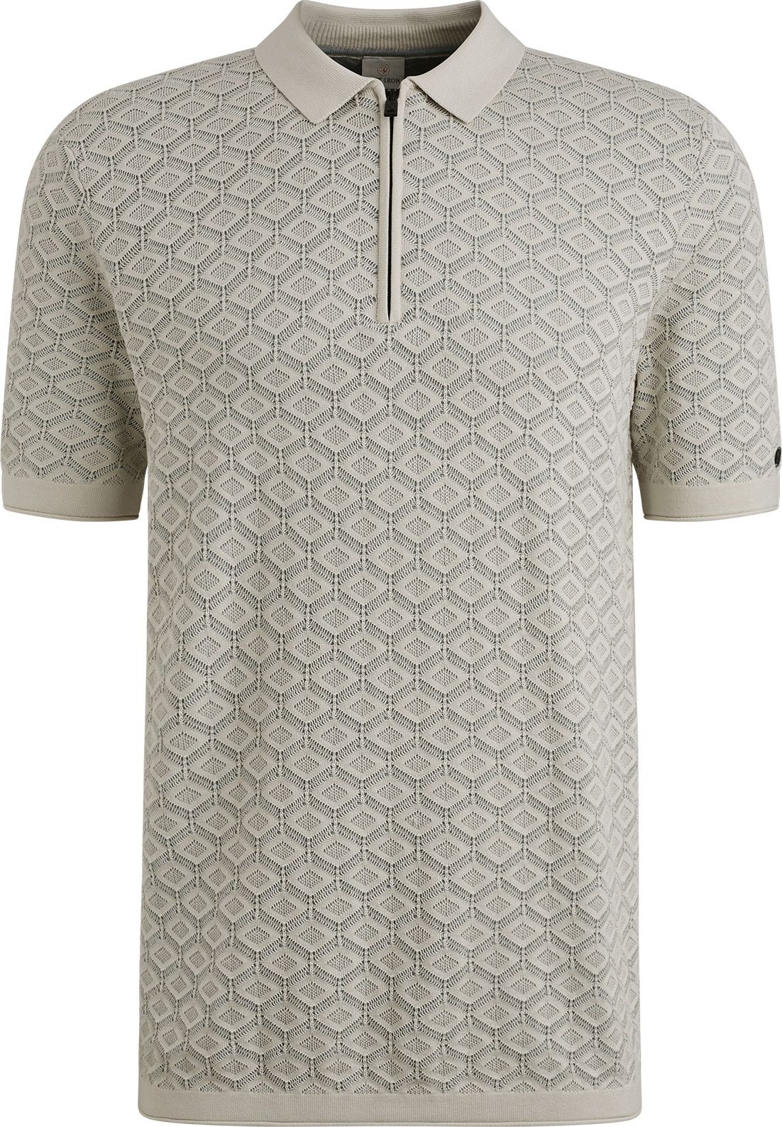 Cast Iron Half-Zip Polo Struktur Ecru CPSS2504886-7014