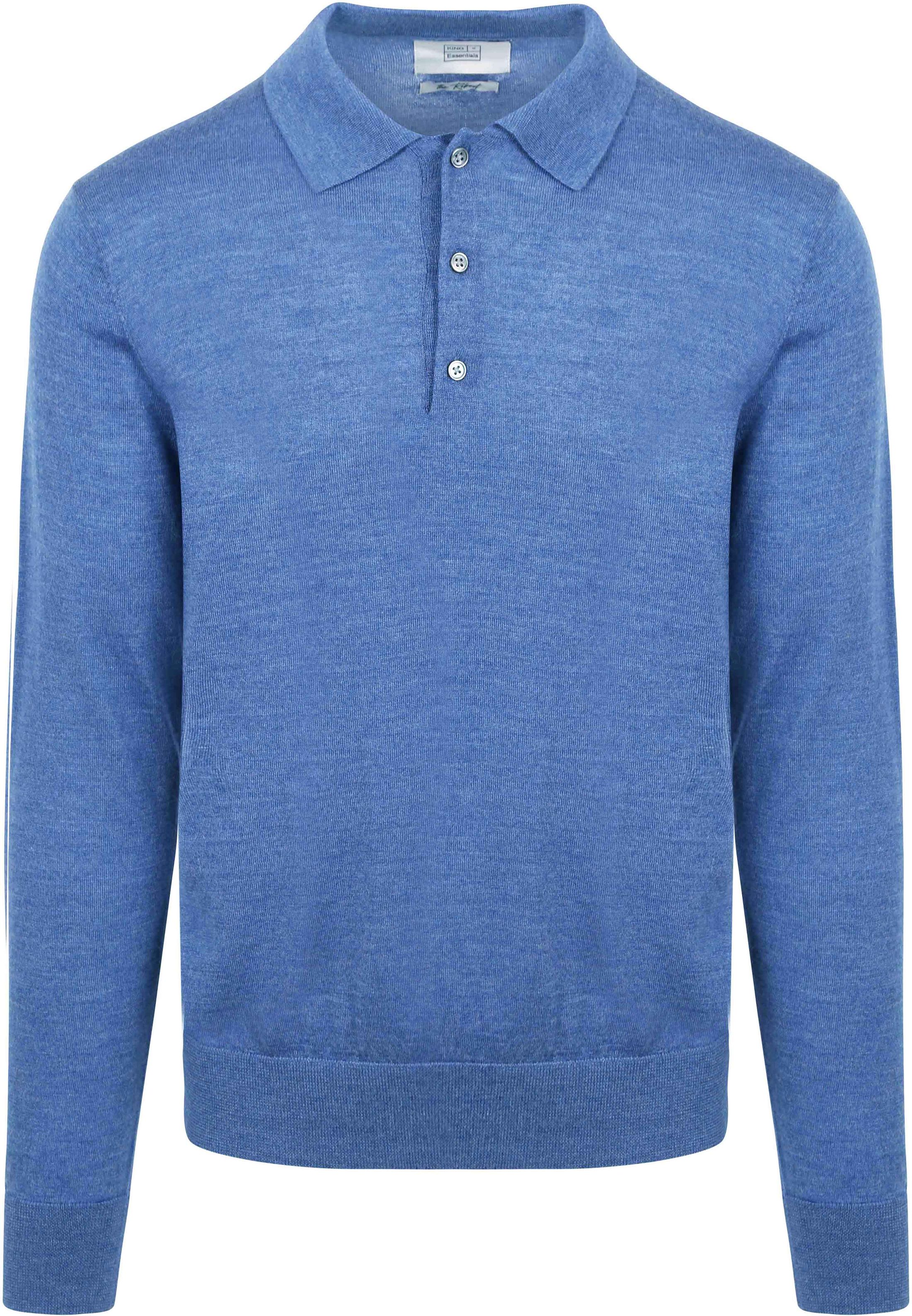 Konge Essentials Robert-langermet poloskjorte Merino Mid Blå KM111030002-B041T