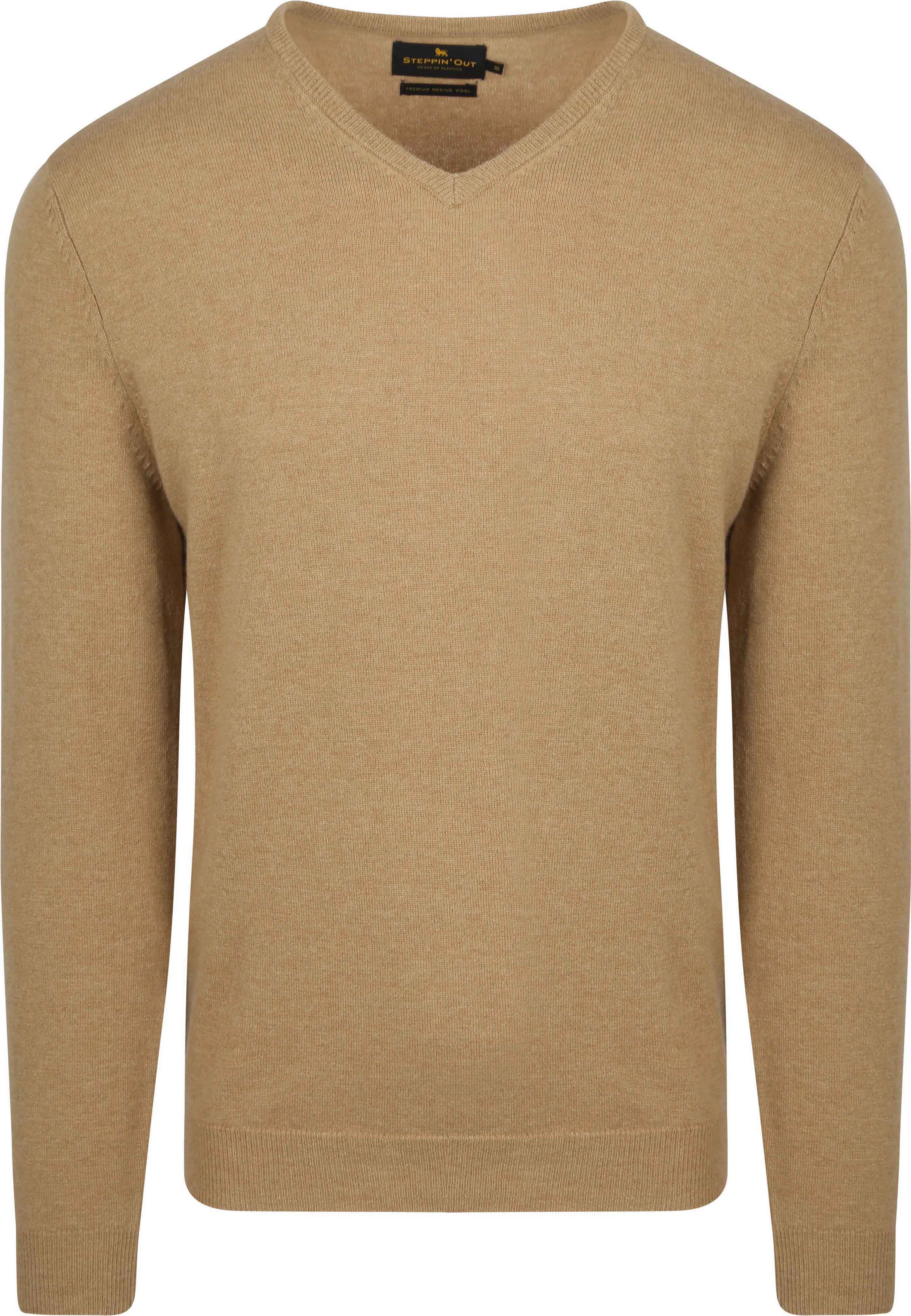 Steppin ' Out Genser V-hals Merinoull Beige SM1201.0003-3201