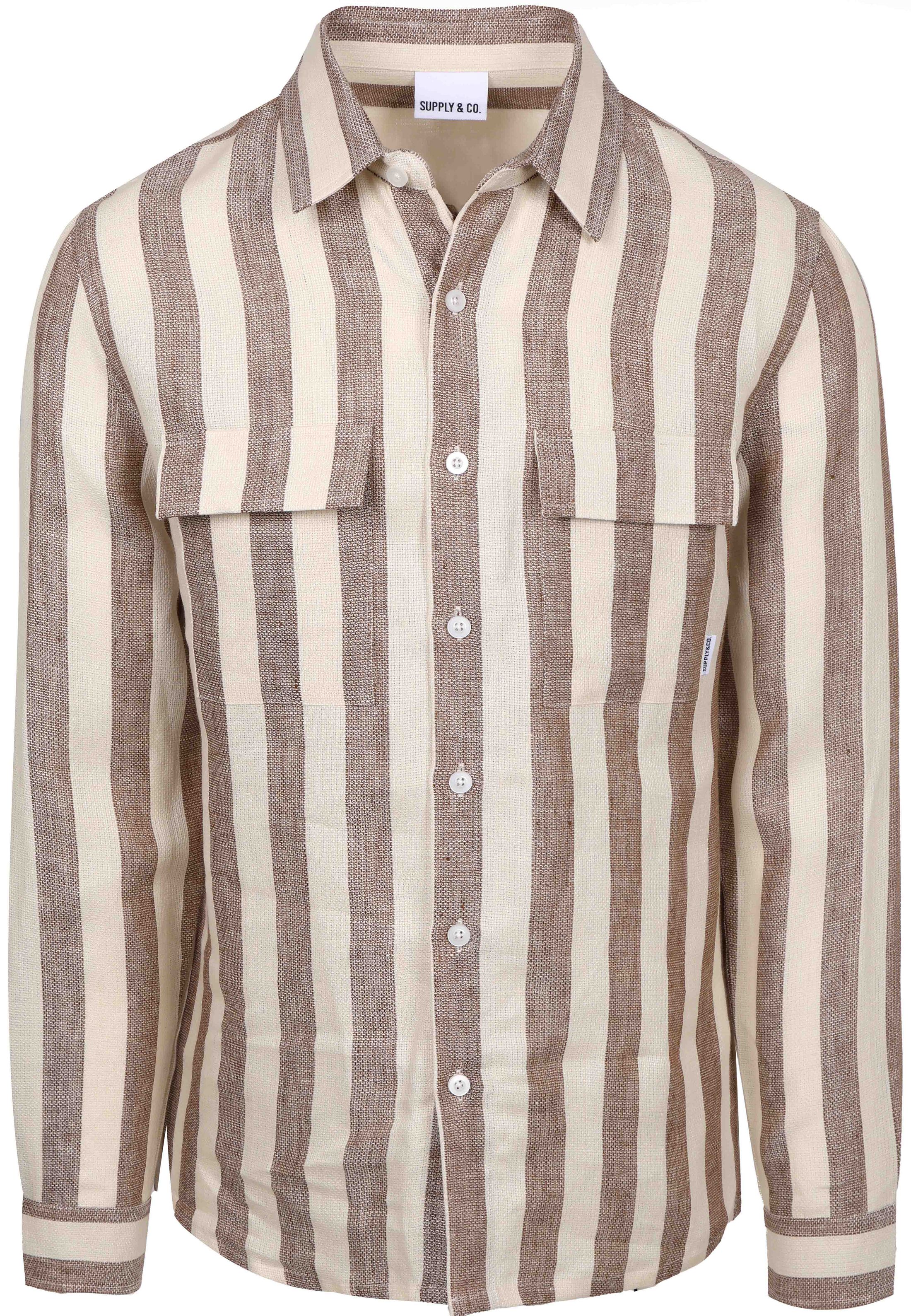 Supply & Co Polo Overshirt Streep Bruin kopen | Suitable