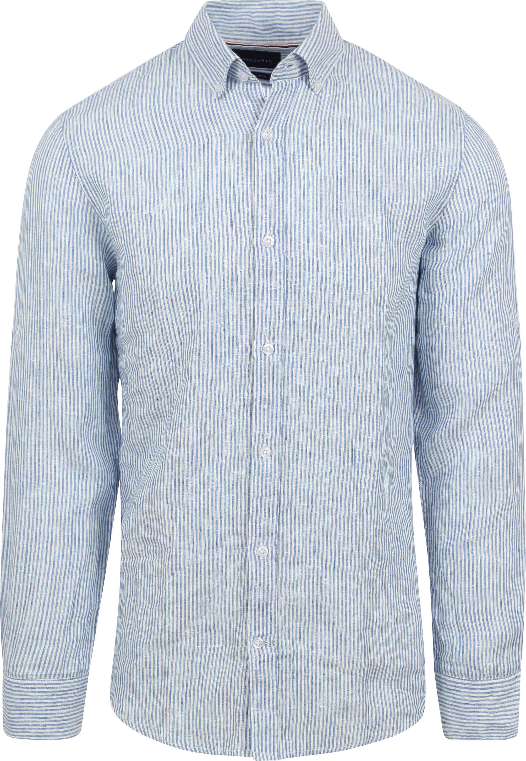 Suitable Chemise Lin Rayée Bleu Clair commander en ligne | SH-LIN-WASH -24.01 | Suitable Luxembourg