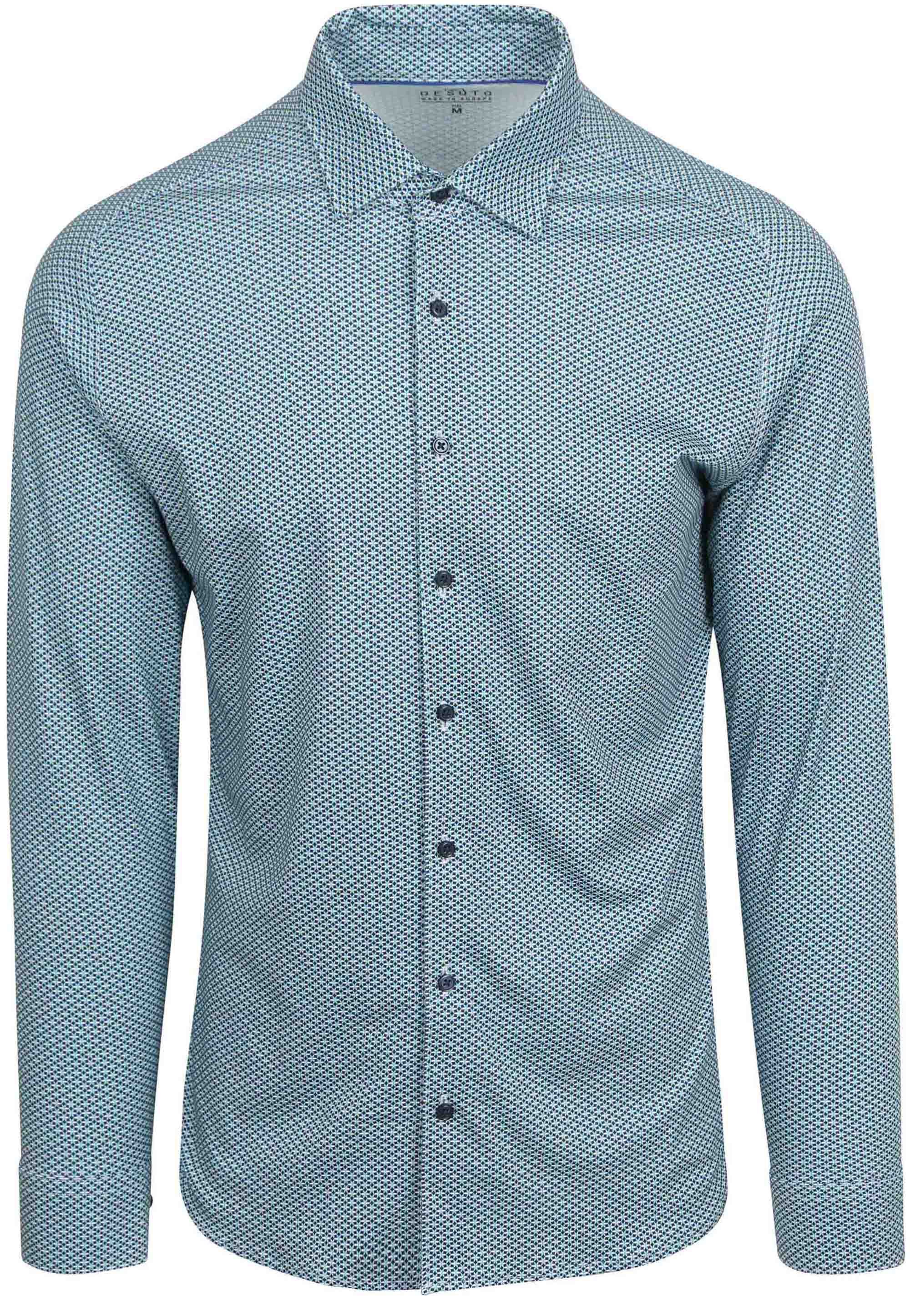 Desoto Hemd Print Bloem Blauw Groen 82228-3-623 kopen | Suitable
