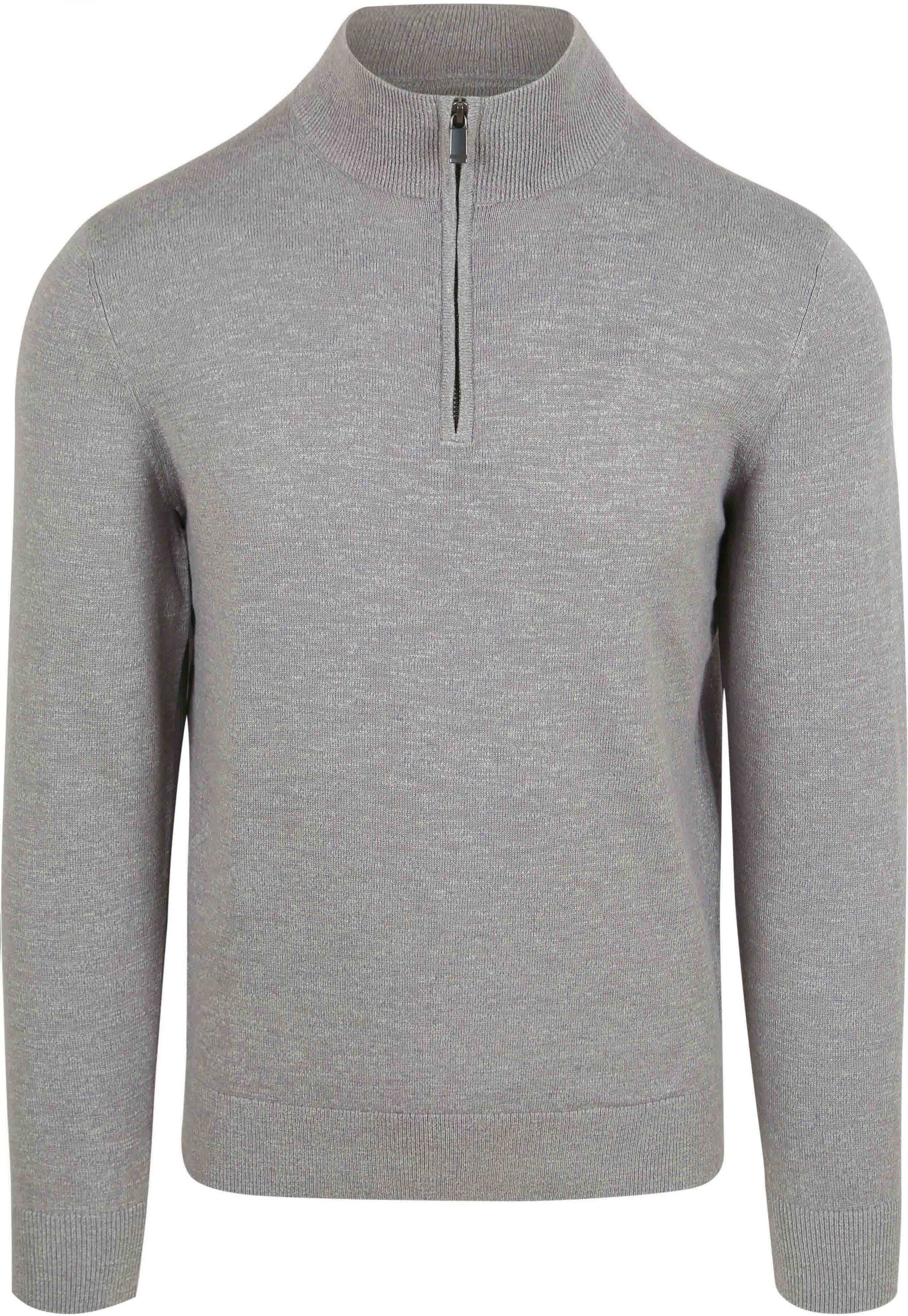 Suitable Slub Yarn Half Zip Trui Grijs PU-MO-SLUBPLAIN-25.03 Grey kopen | Suitable