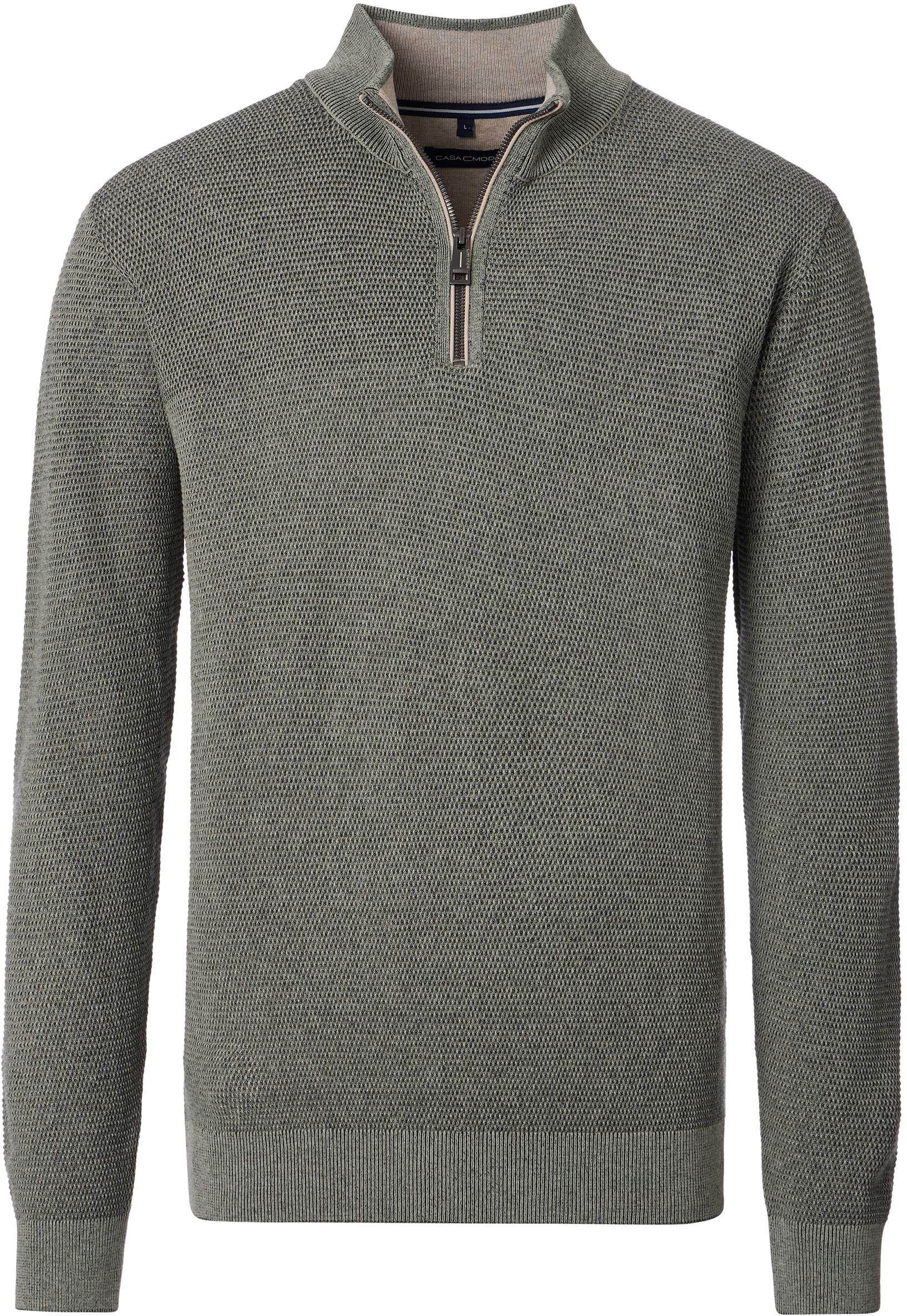 Casa Moda Halfzip Tröja Strukturerad Grön 454479000-381