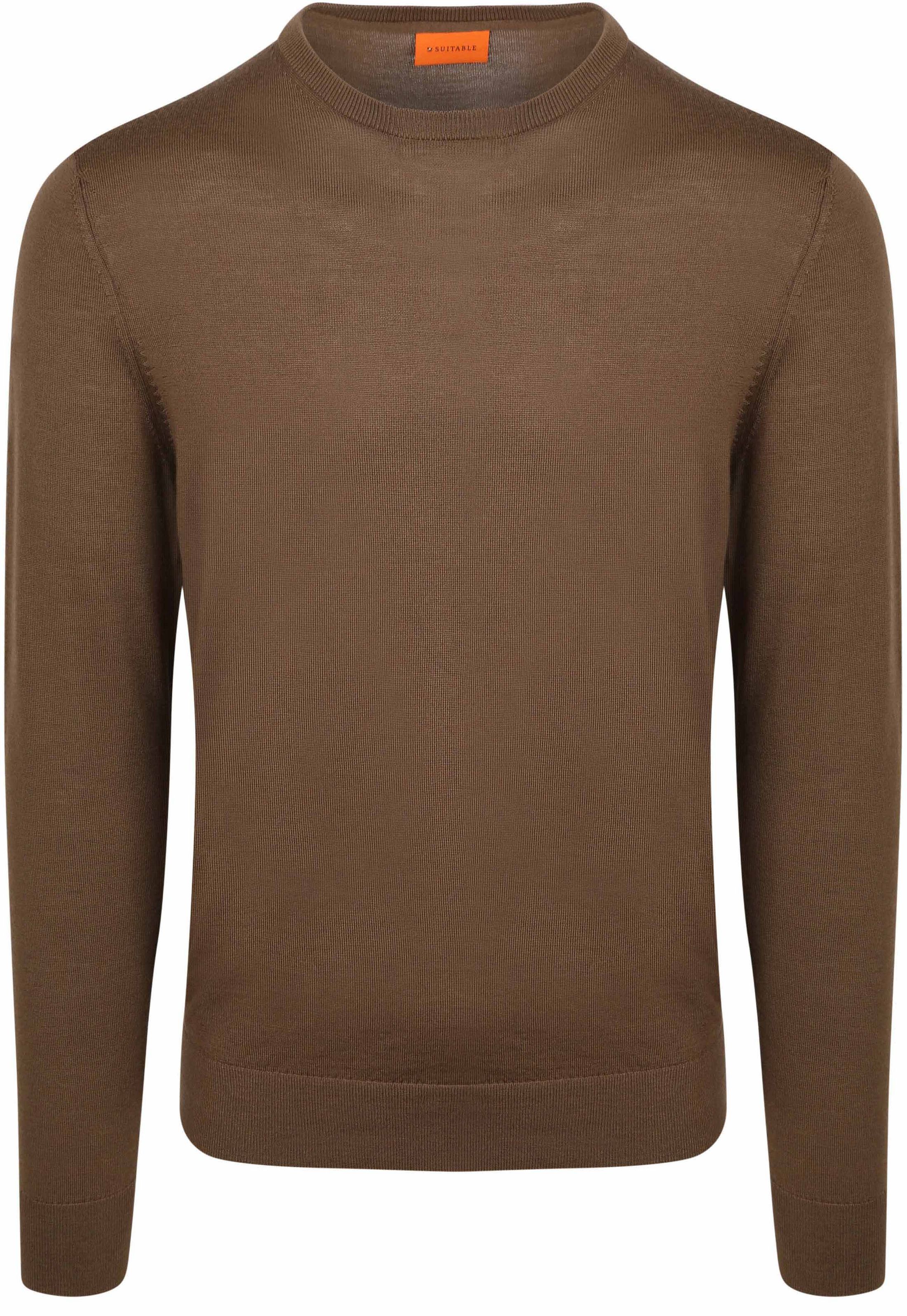 Suitable Merino Pullover Taupe PU-MRI-O-26-7E3076 Taupe kopen | Suitable