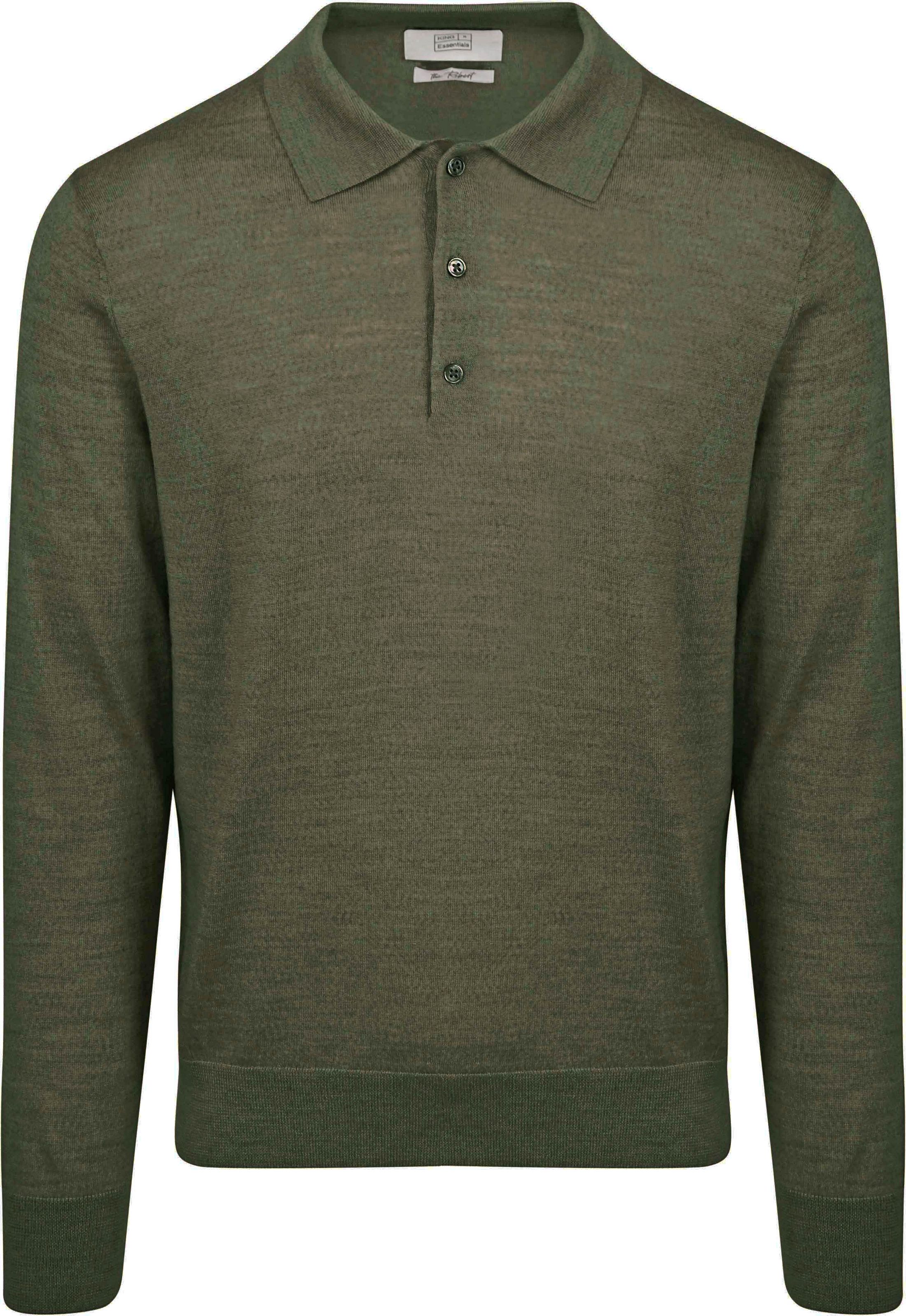 King Essentials The Robert Long Sleeve Poloshirt Merino Army Groen KM111030002-G010T kopen | Suitable