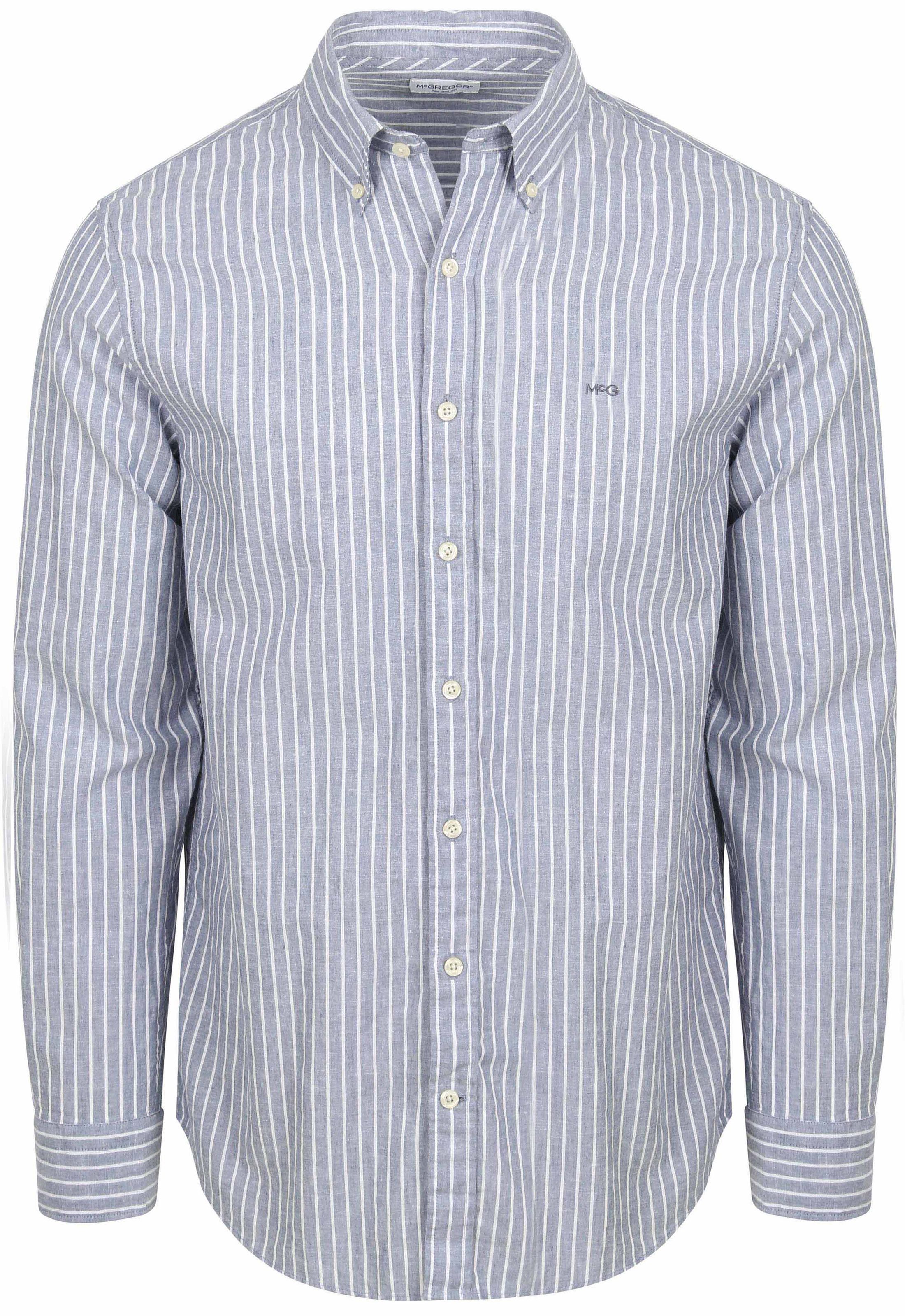 McGregor Skjorta Cotton Linen Stripes Indigo